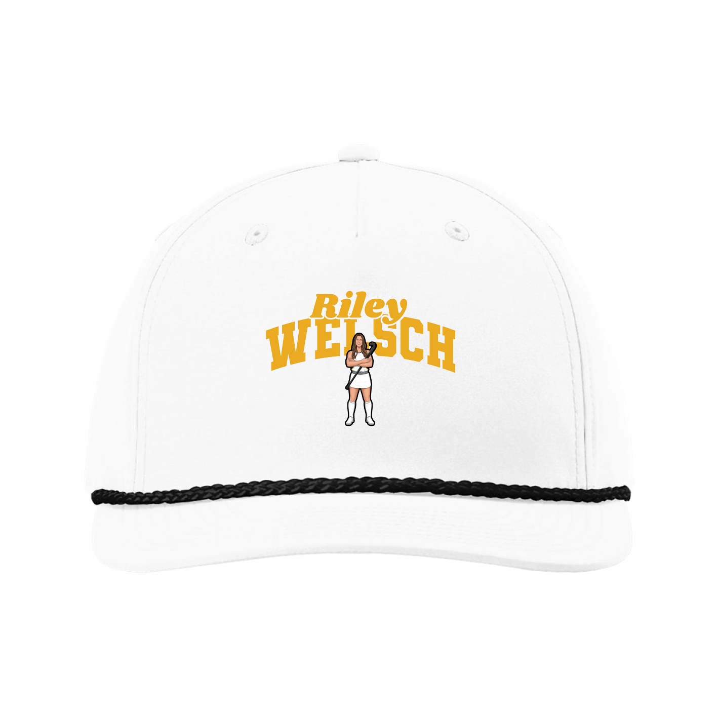 Five-Panel Classic Rope Cap — Signature Arch in White