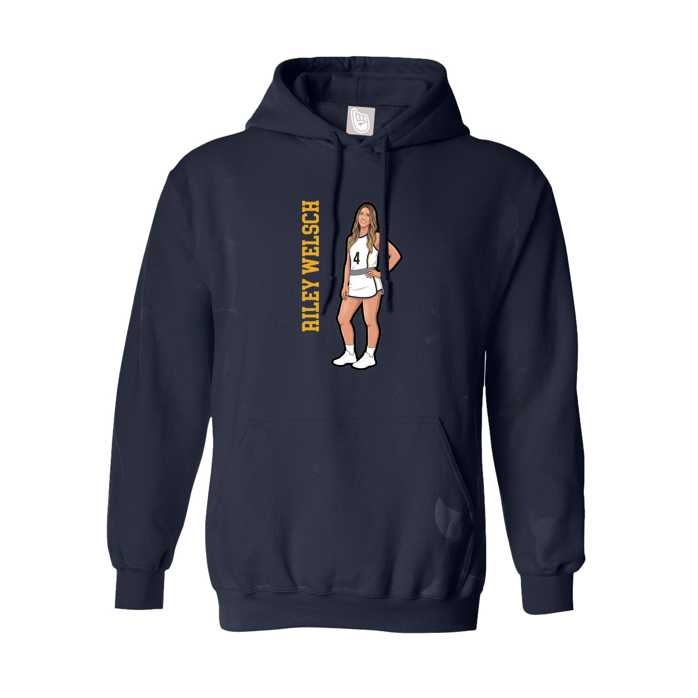 Hoodie — Name Vertical in Navy