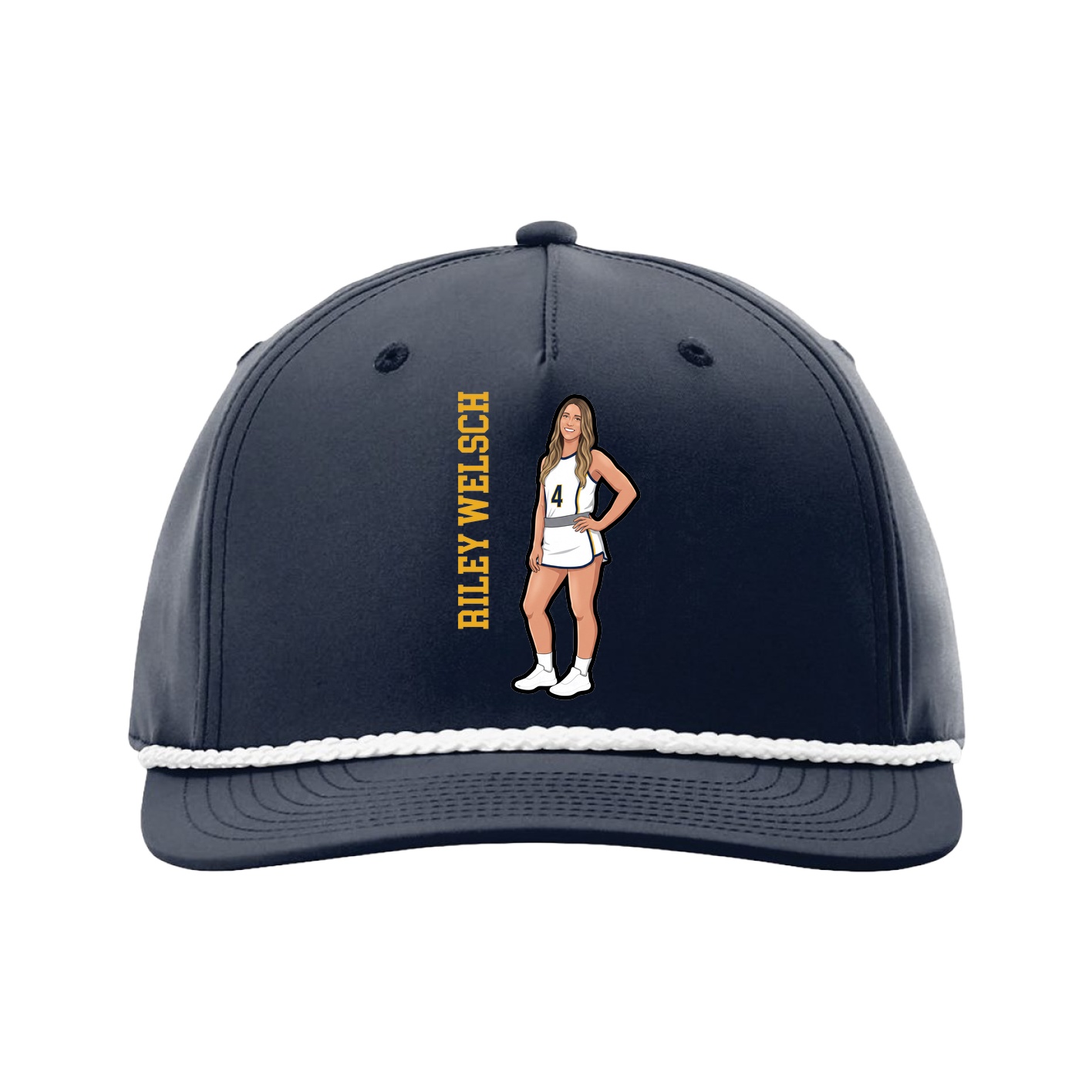 Five-Panel Classic Rope Cap — Name Vertical in Navy