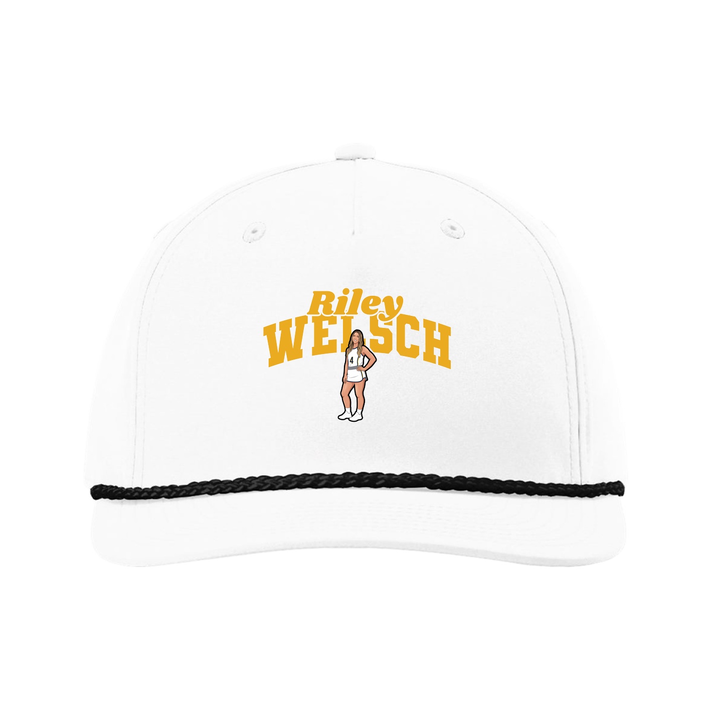 Five-Panel Classic Rope Cap — Signature Arch in White