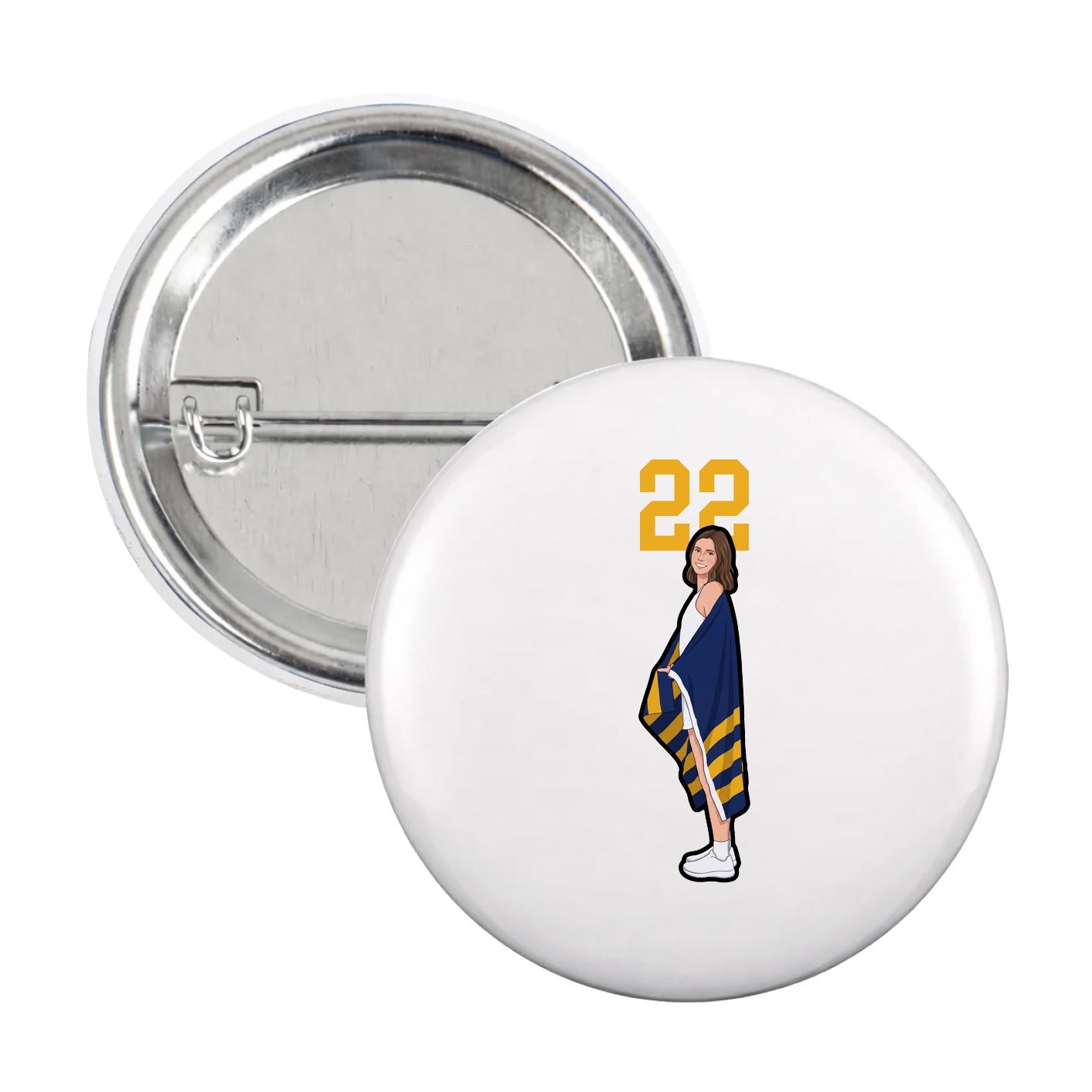 Game Day Button — Number Top in White