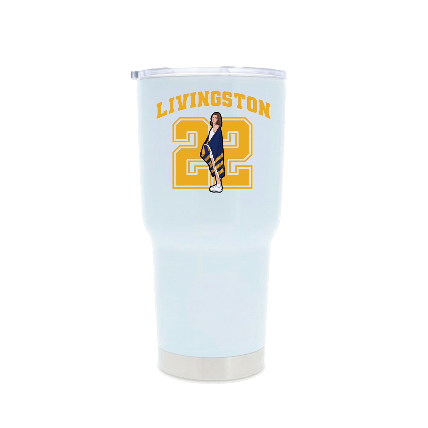 30oz Stainless Steel Tumbler — Number in White