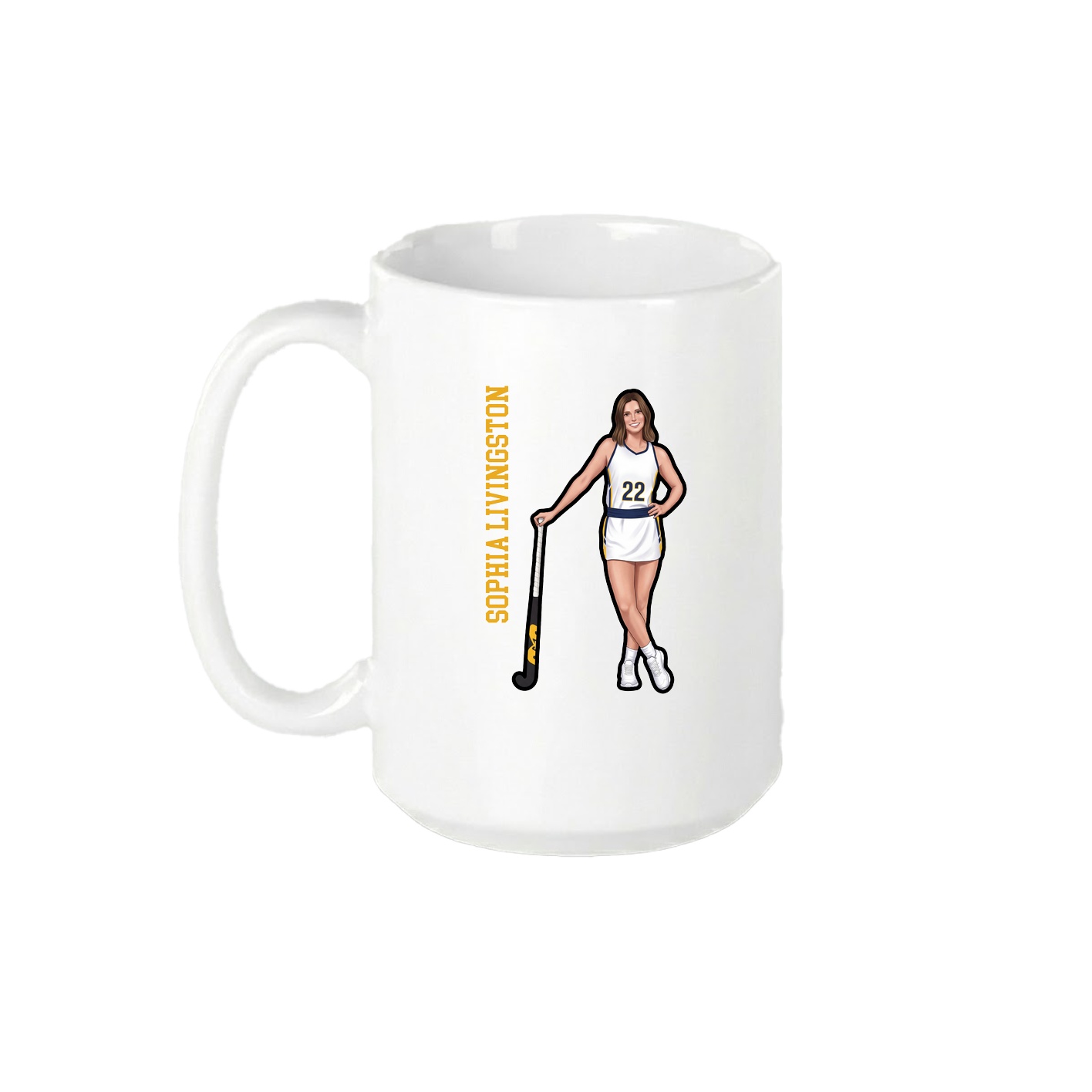 15oz Coffee Mug — Name Vertical in White