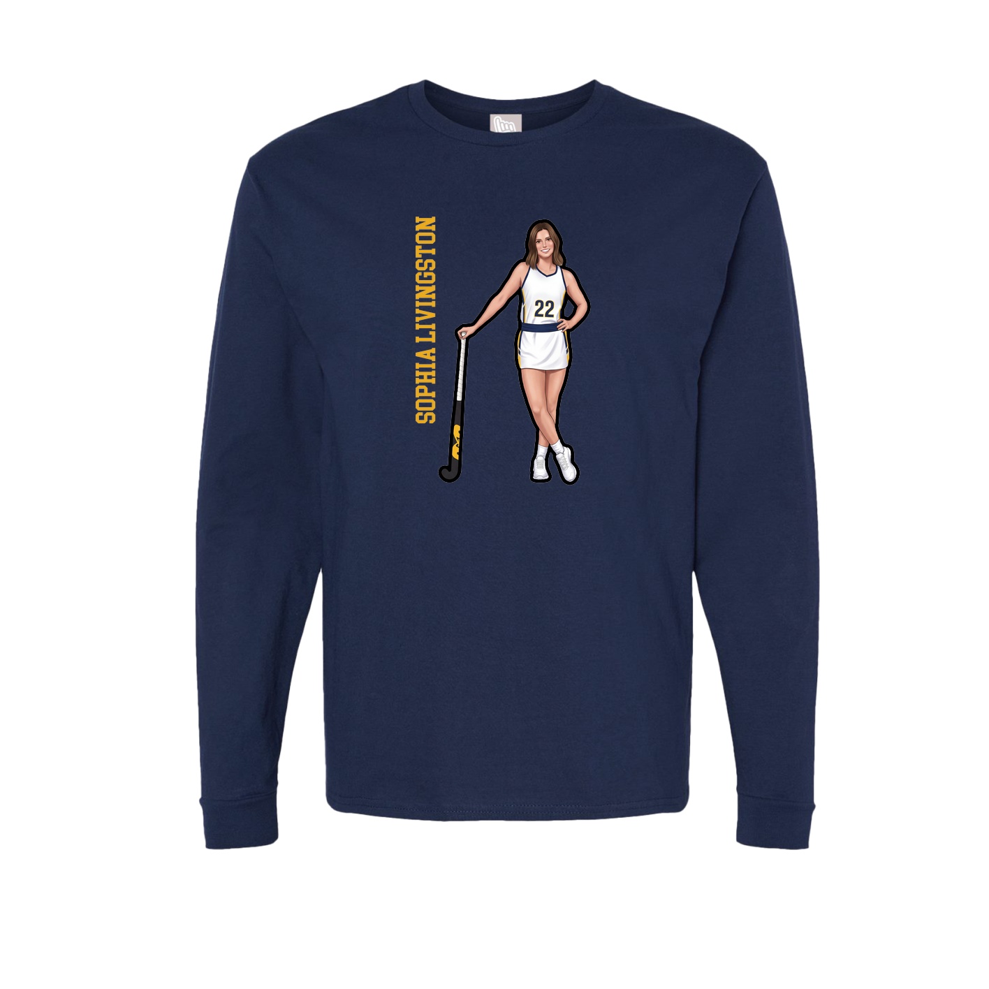 Long Sleeve Tee — Name Vertical in Navy