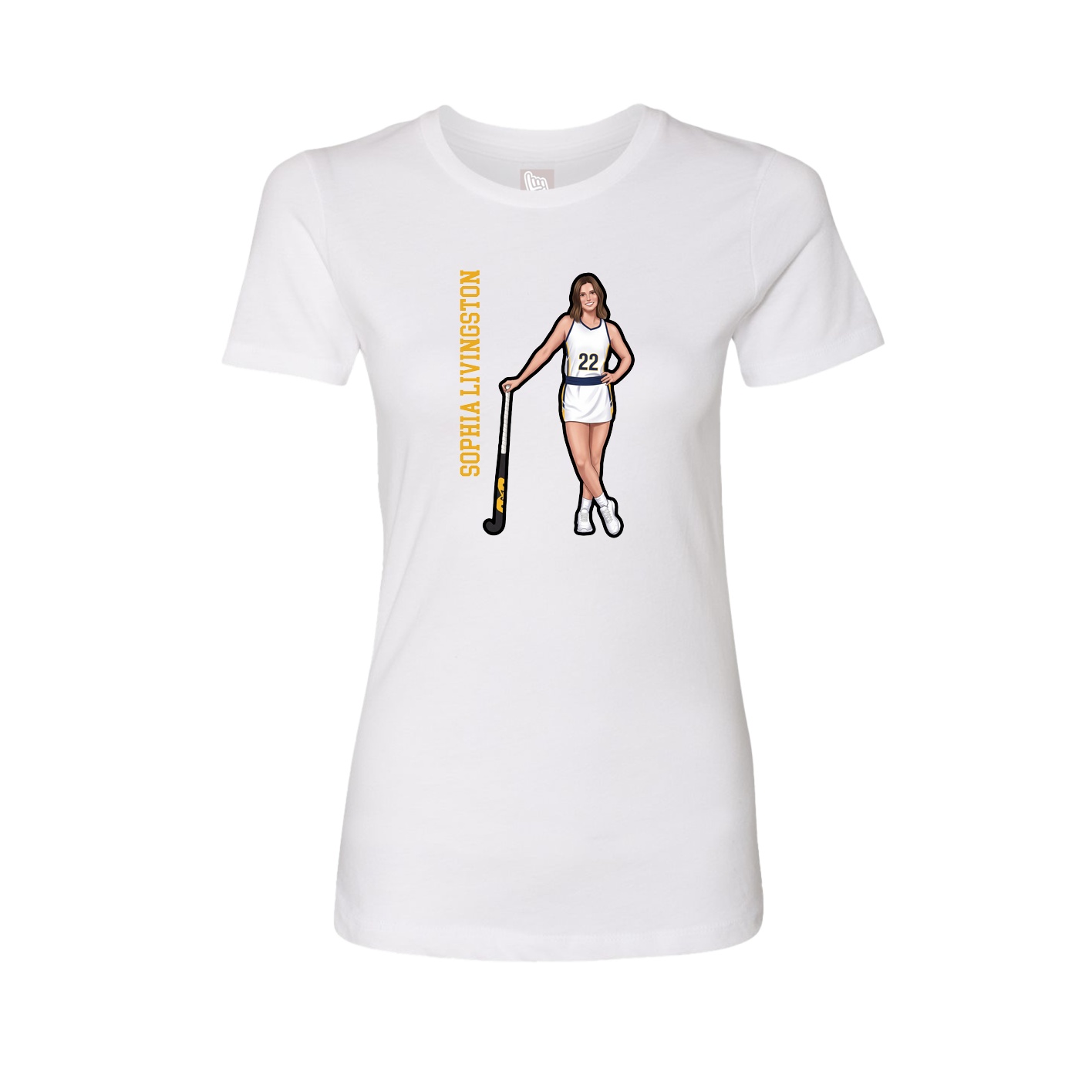 Fitted Women's Tee — Name Vertical in White