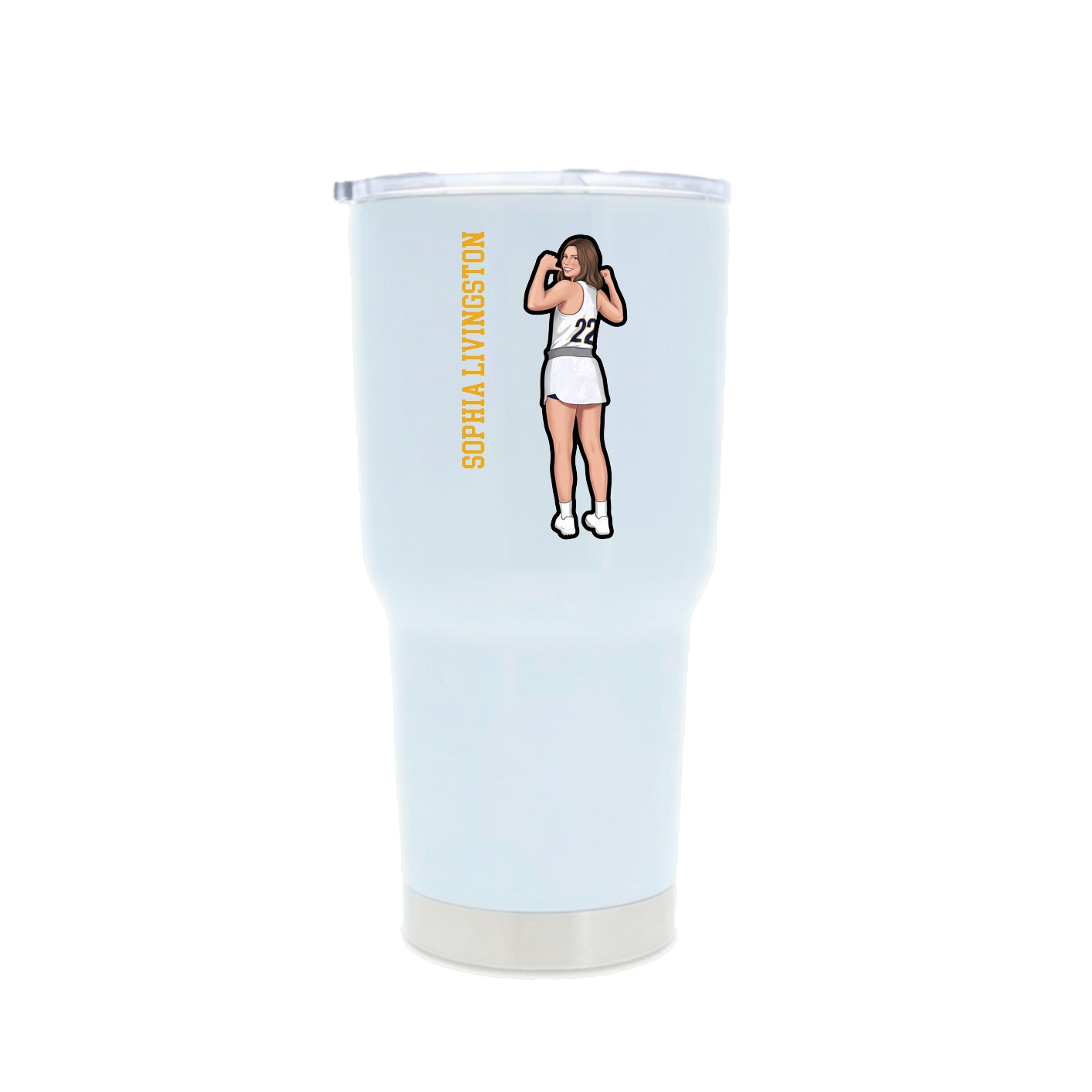30oz Stainless Steel Tumbler — Name Vertical in White