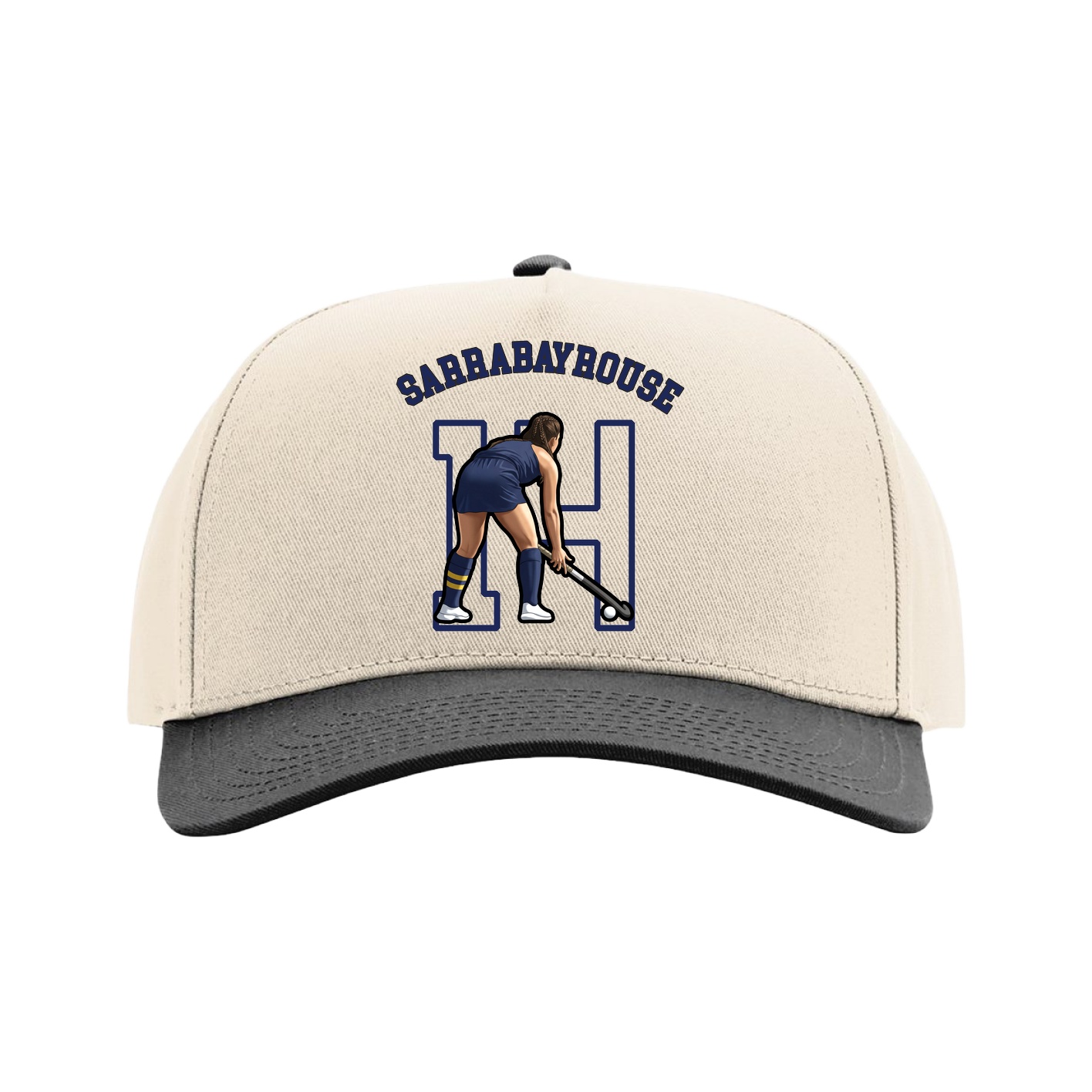 Full Fabric Five-Panel Champ Cap — Shirsey Arch in Cream/Black