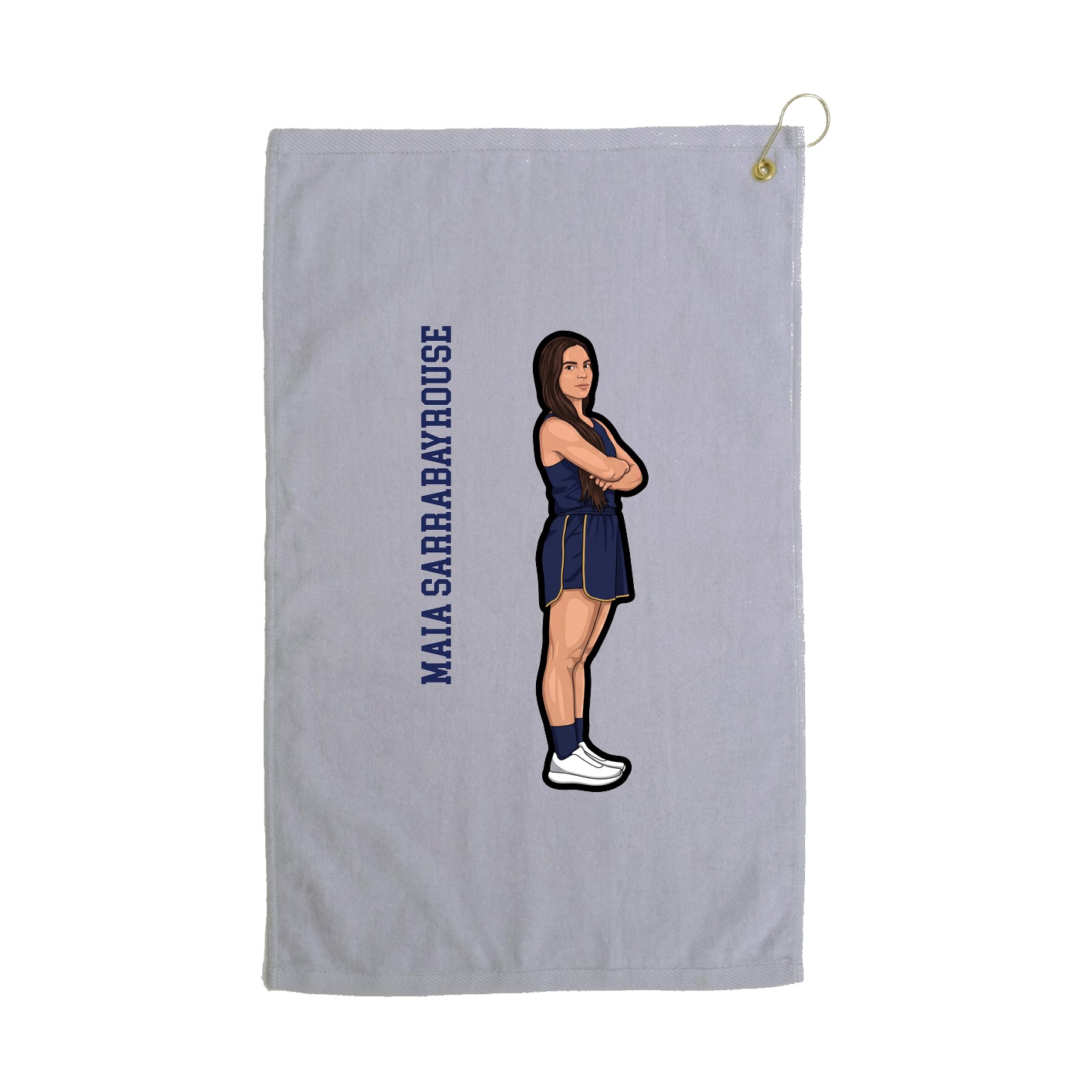 Golf Towel — Name Vertical in Grey