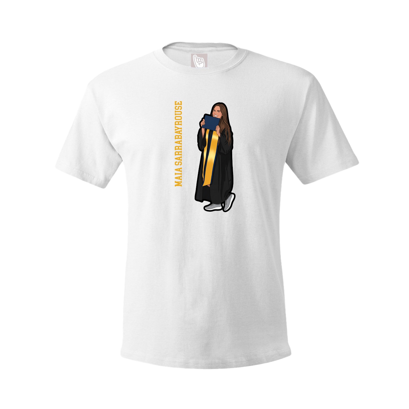 Tee — Name Vertical in White