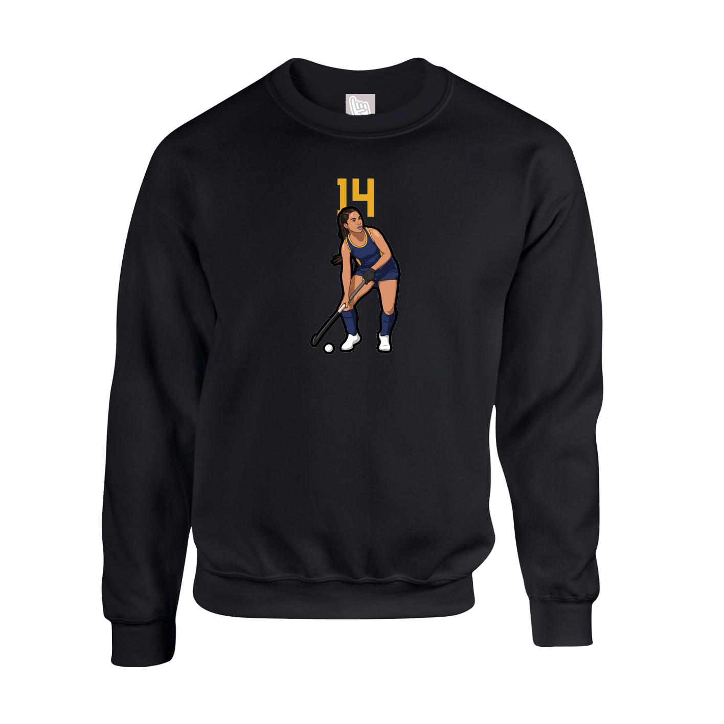 Fleece Crew — Number Top in Black
