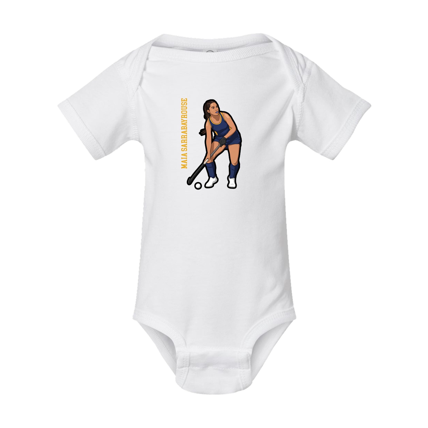 Baby Onesie — Name Vertical in White