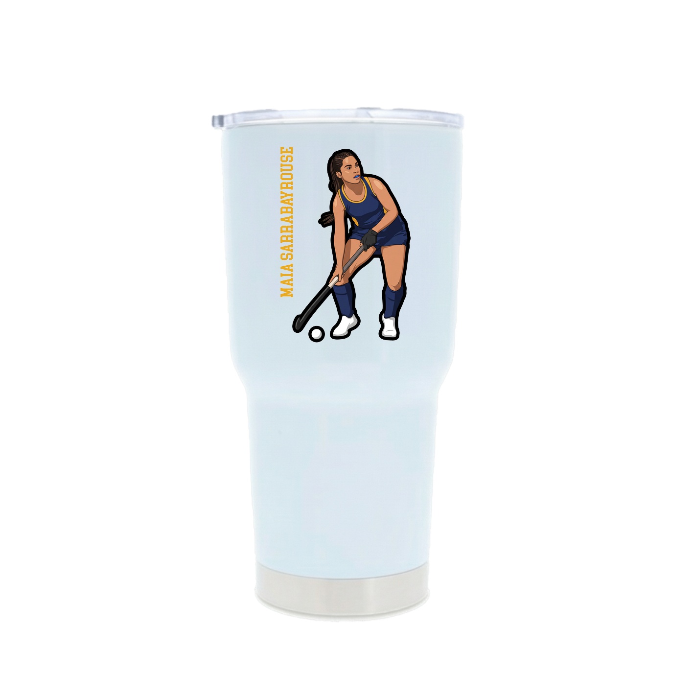 30oz Stainless Steel Tumbler — Name Vertical in White