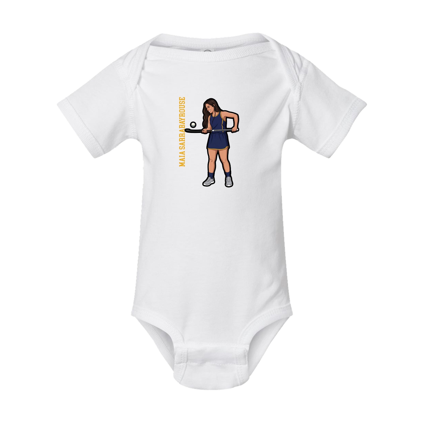 Baby Onesie — Name Vertical in White