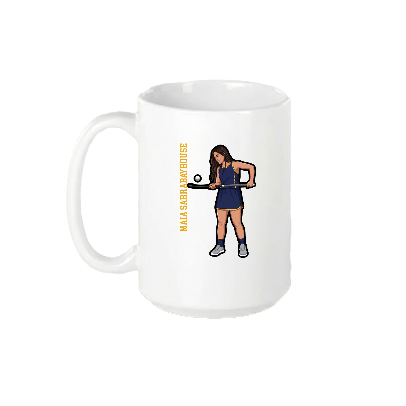 15oz Coffee Mug — Name Vertical in White
