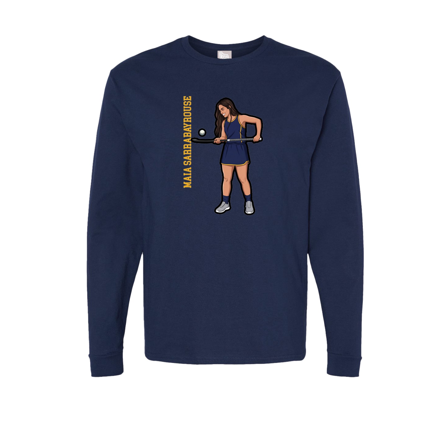 Long Sleeve Tee — Name Vertical in Navy