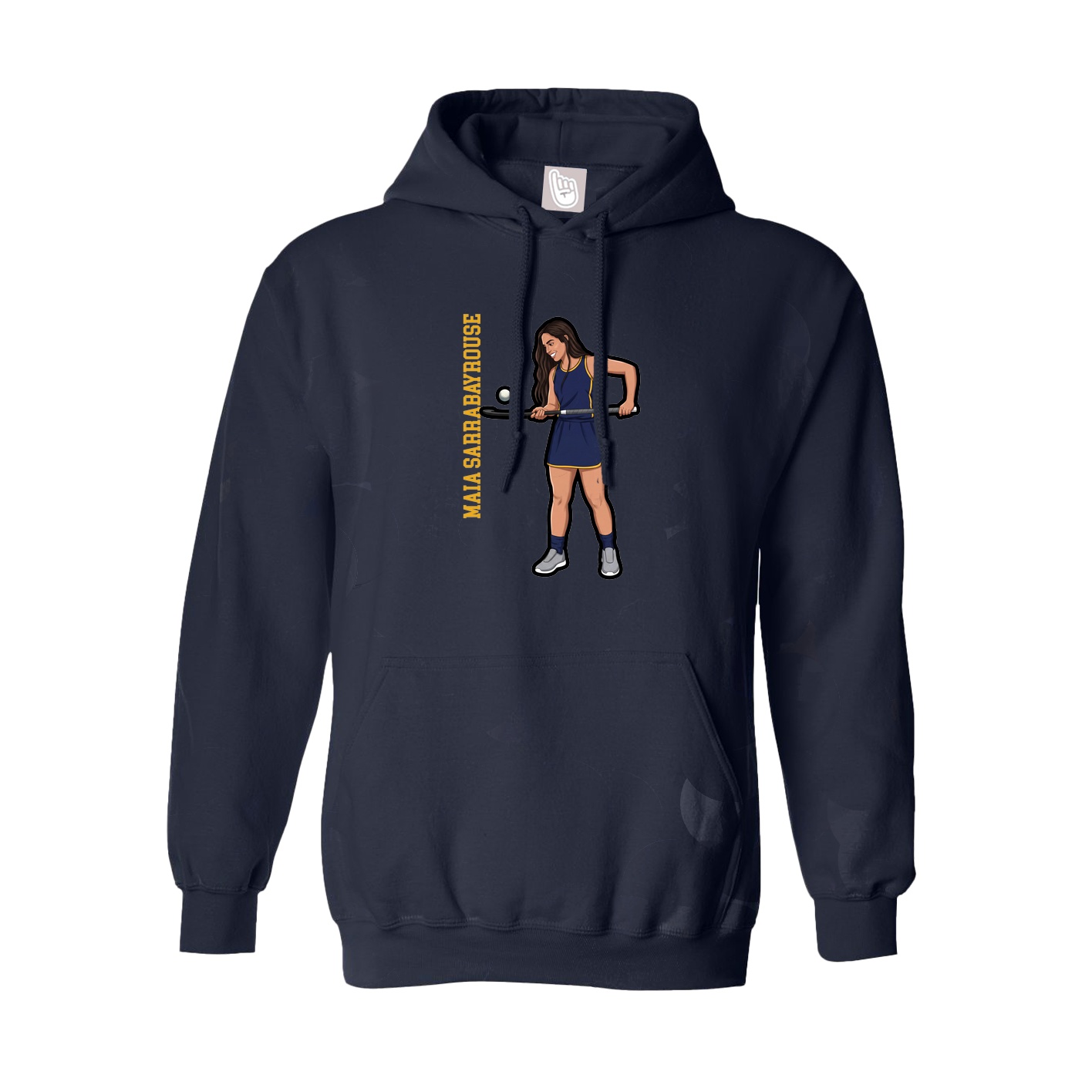 Hoodie — Name Vertical in Navy