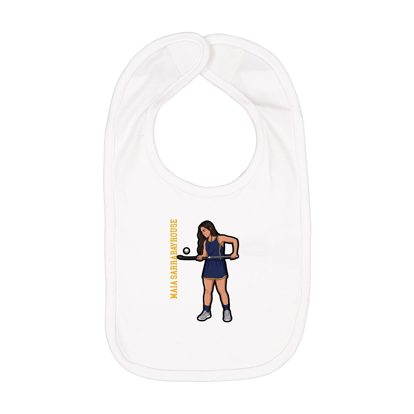 Infant Bib — Name Vertical in White