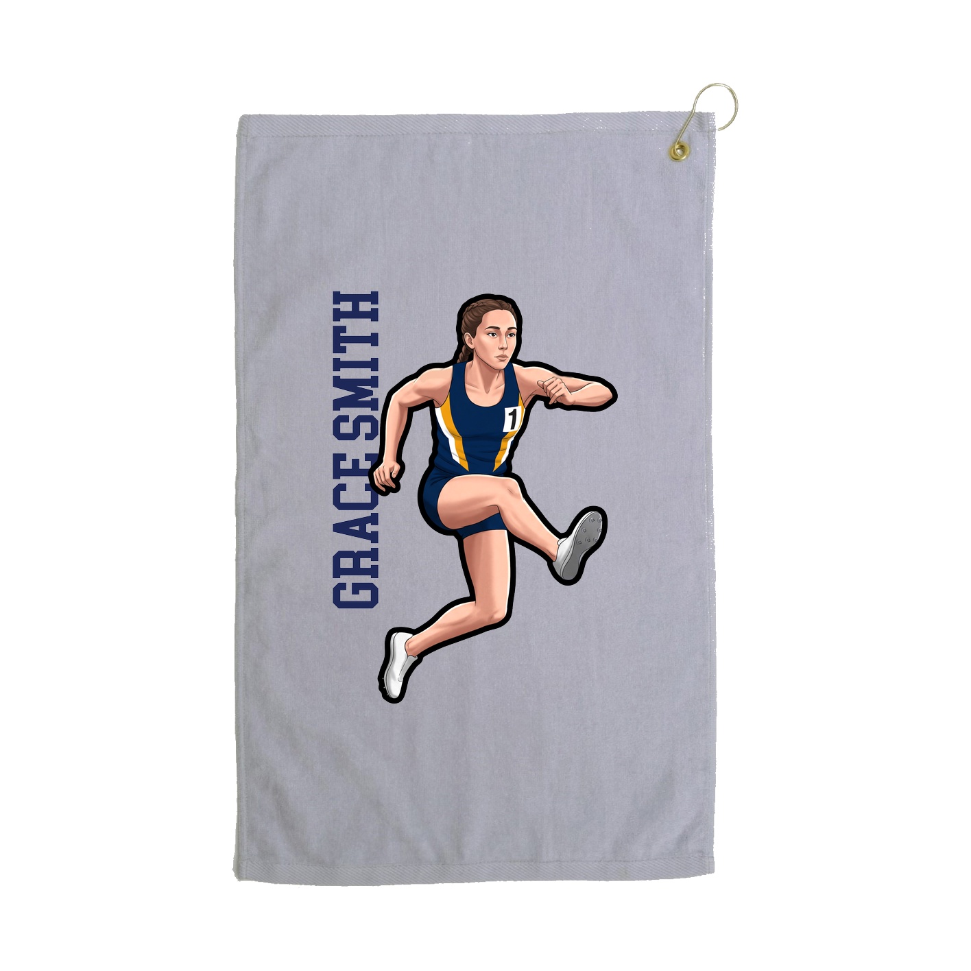 Golf Towel — Name Vertical in Grey