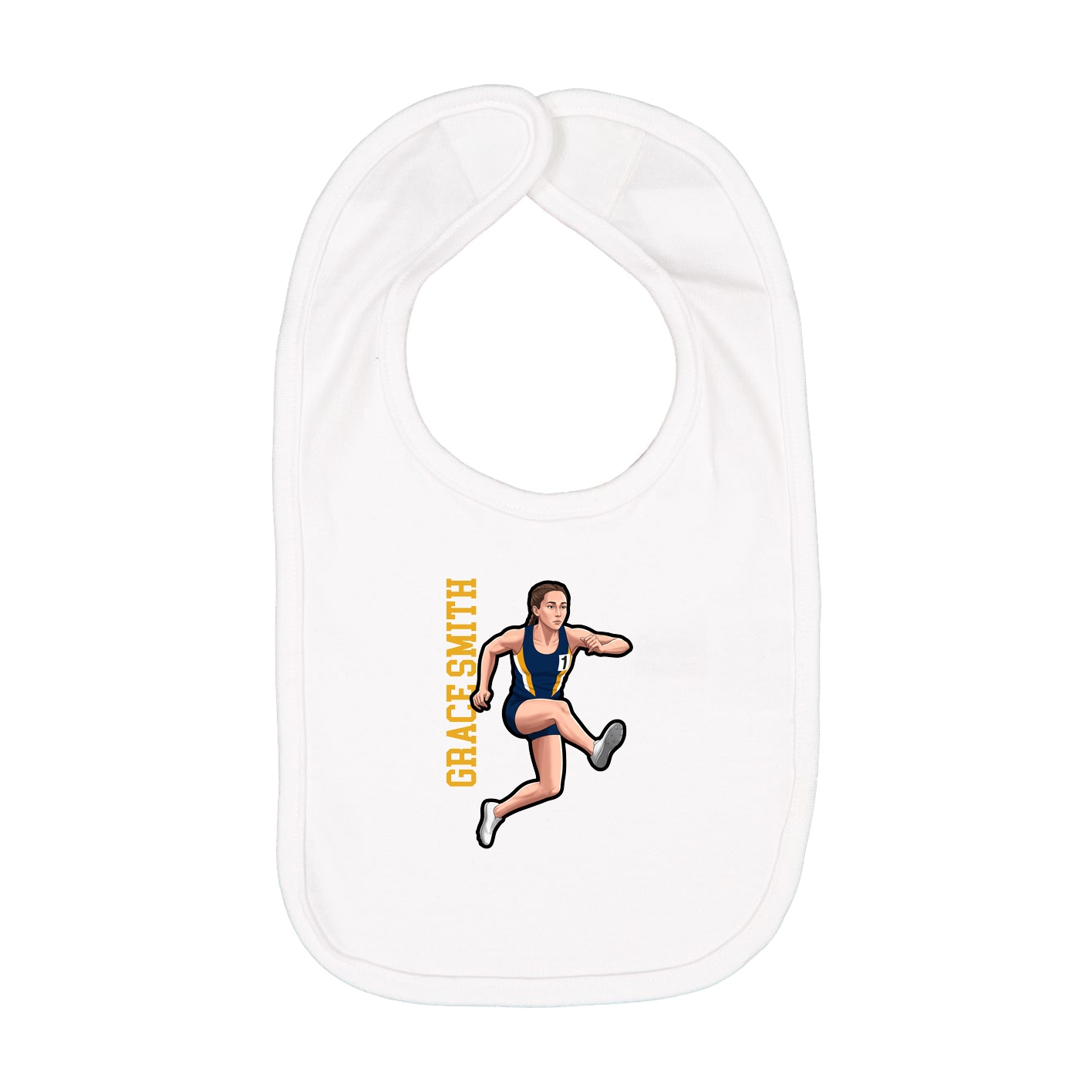 Infant Bib — Name Vertical in White