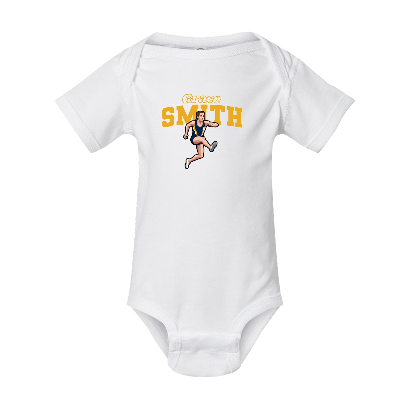 Baby Onesie — Name Arch in White