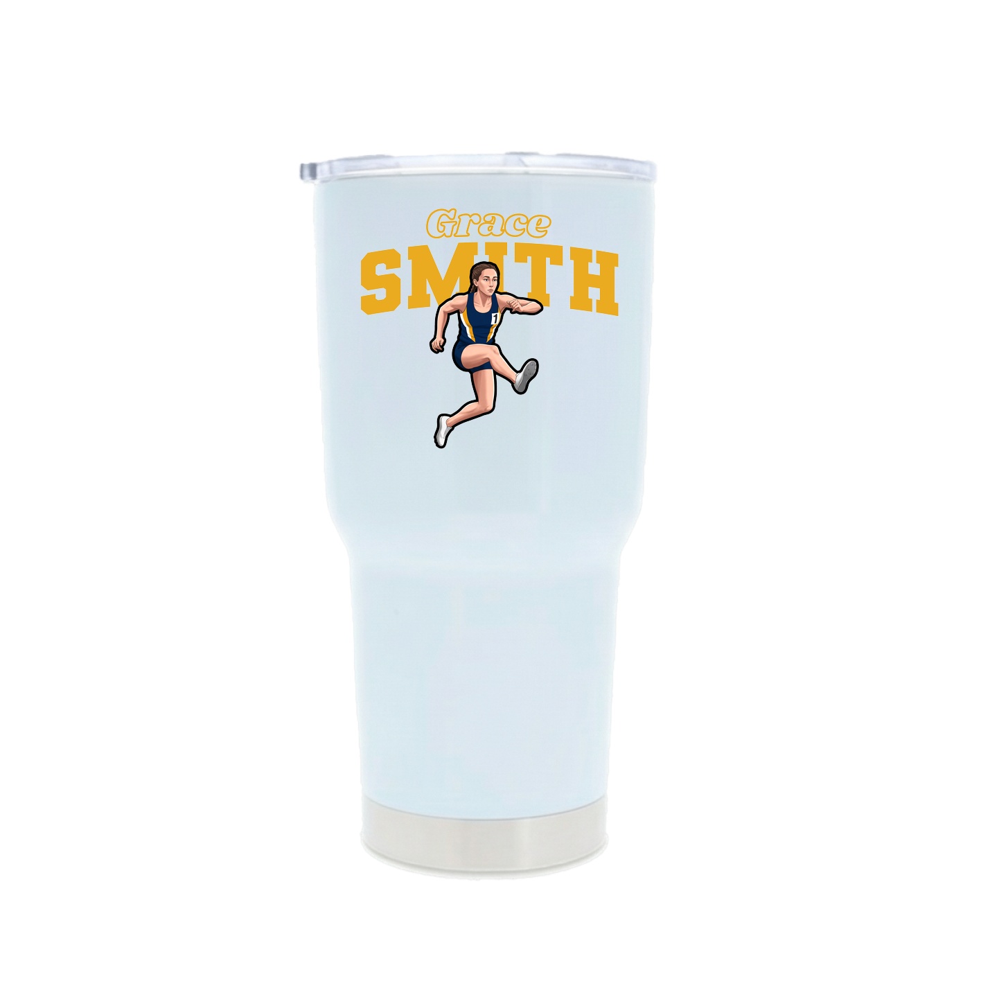 30oz Stainless Steel Tumbler — Name Arch in White