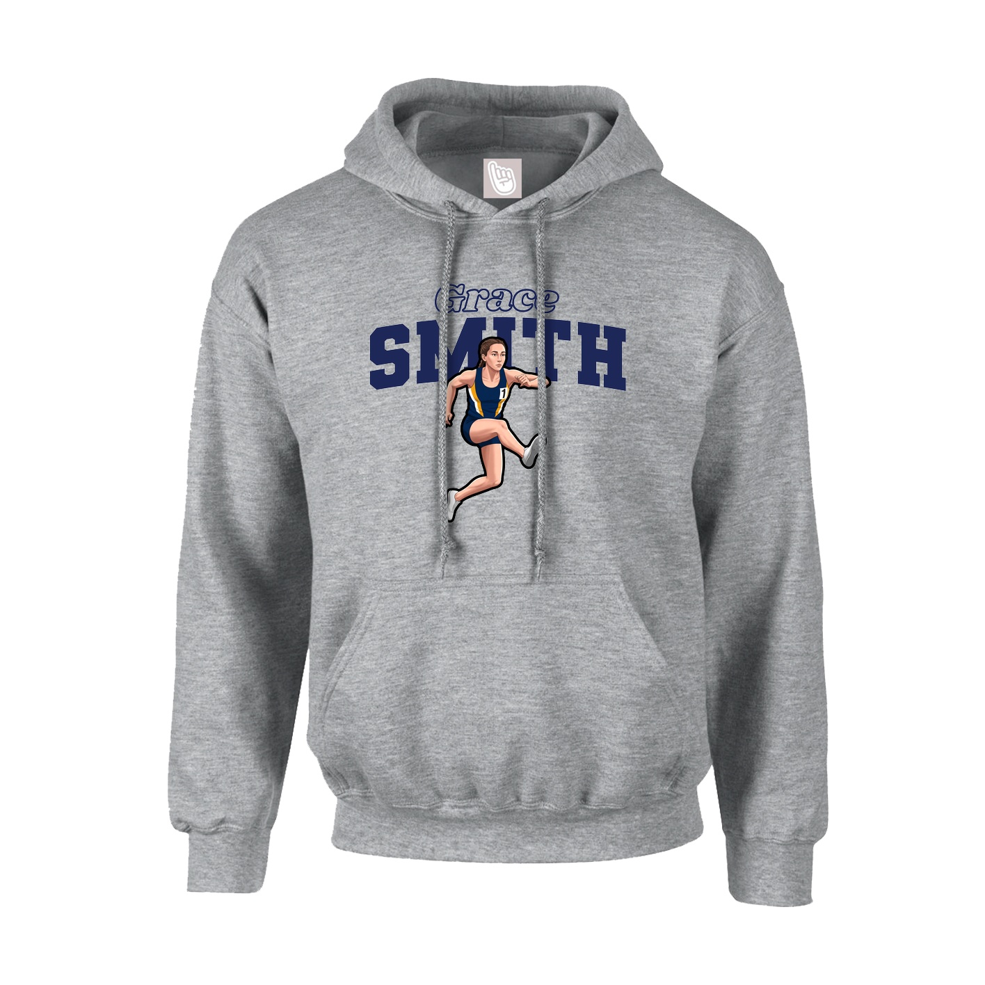 Youth Hoodie — Name Arch in Grey