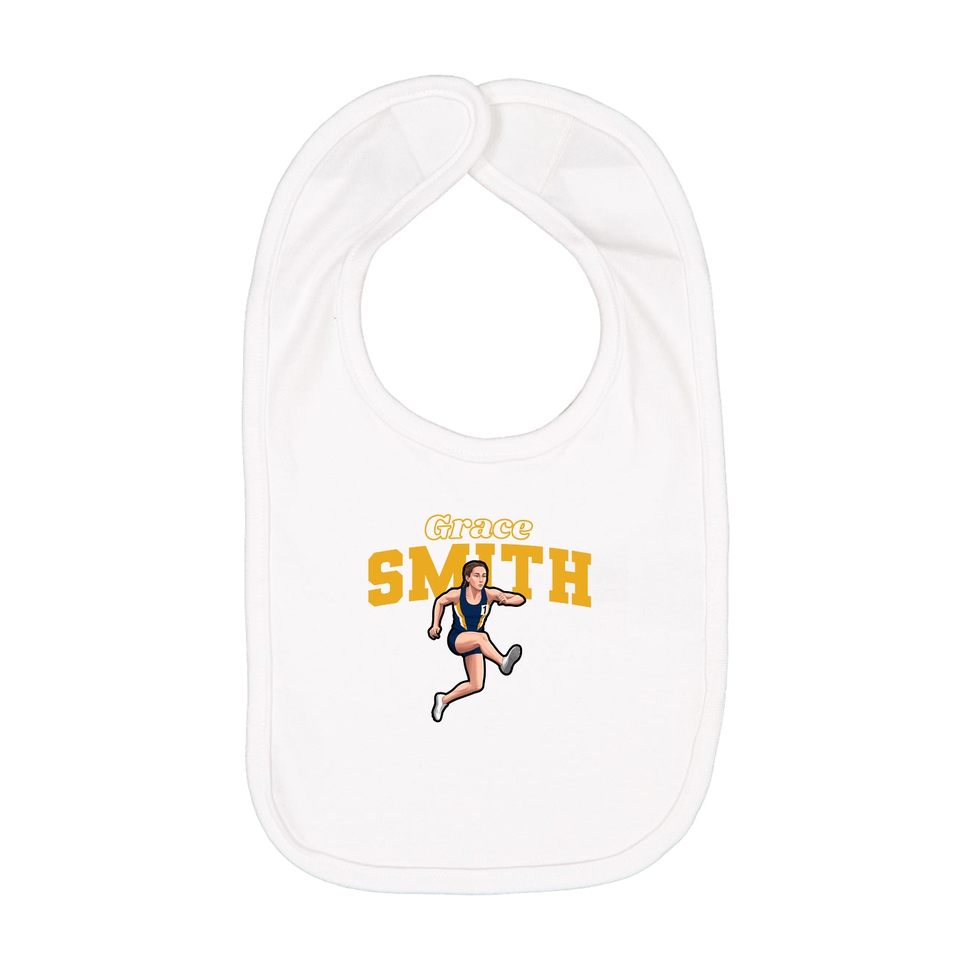 Infant Bib — Name Arch in White