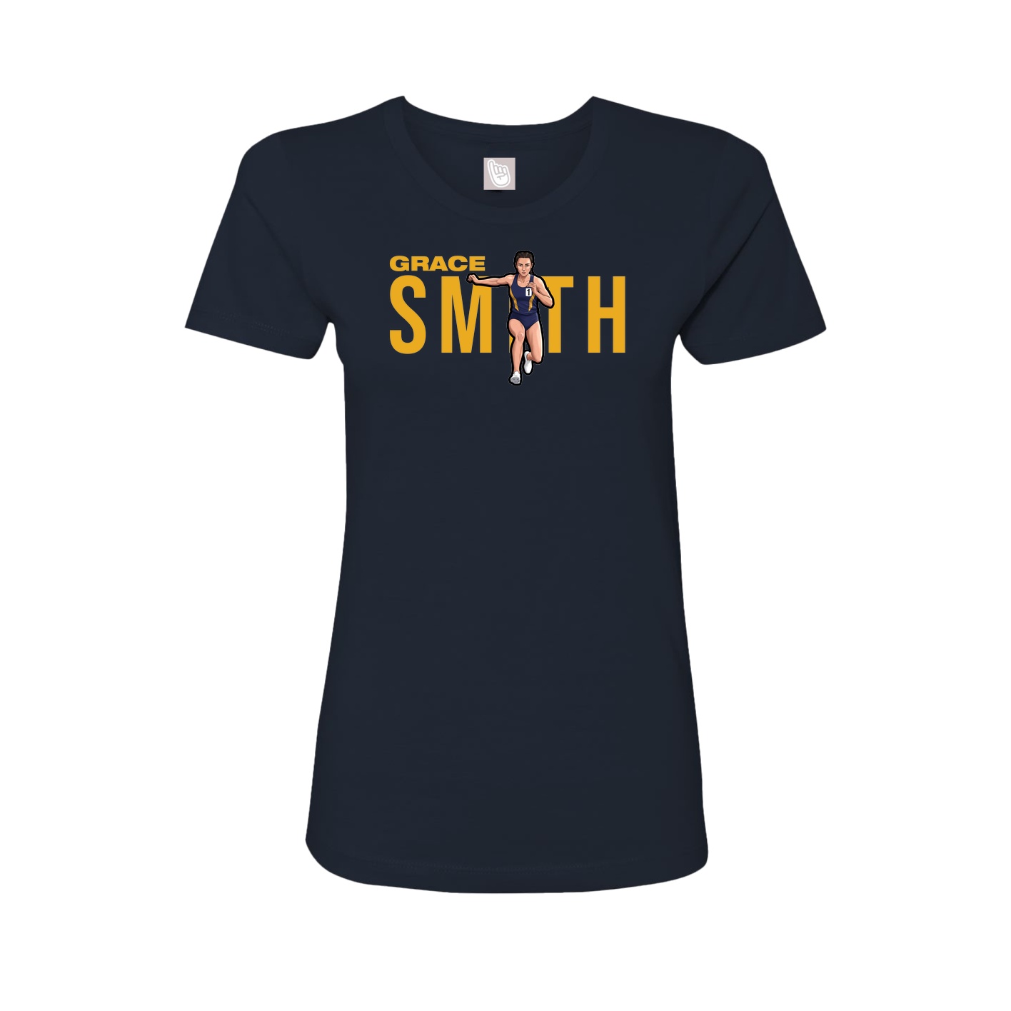 Fitted Women's Tee — Player Name in Navy