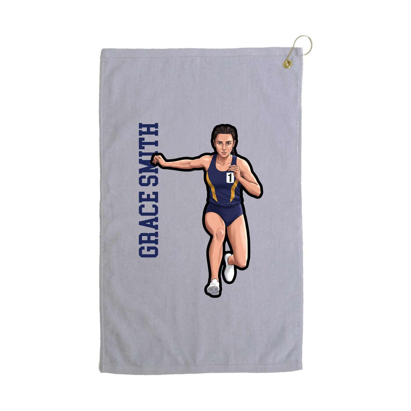 Golf Towel — Name Vertical in Grey