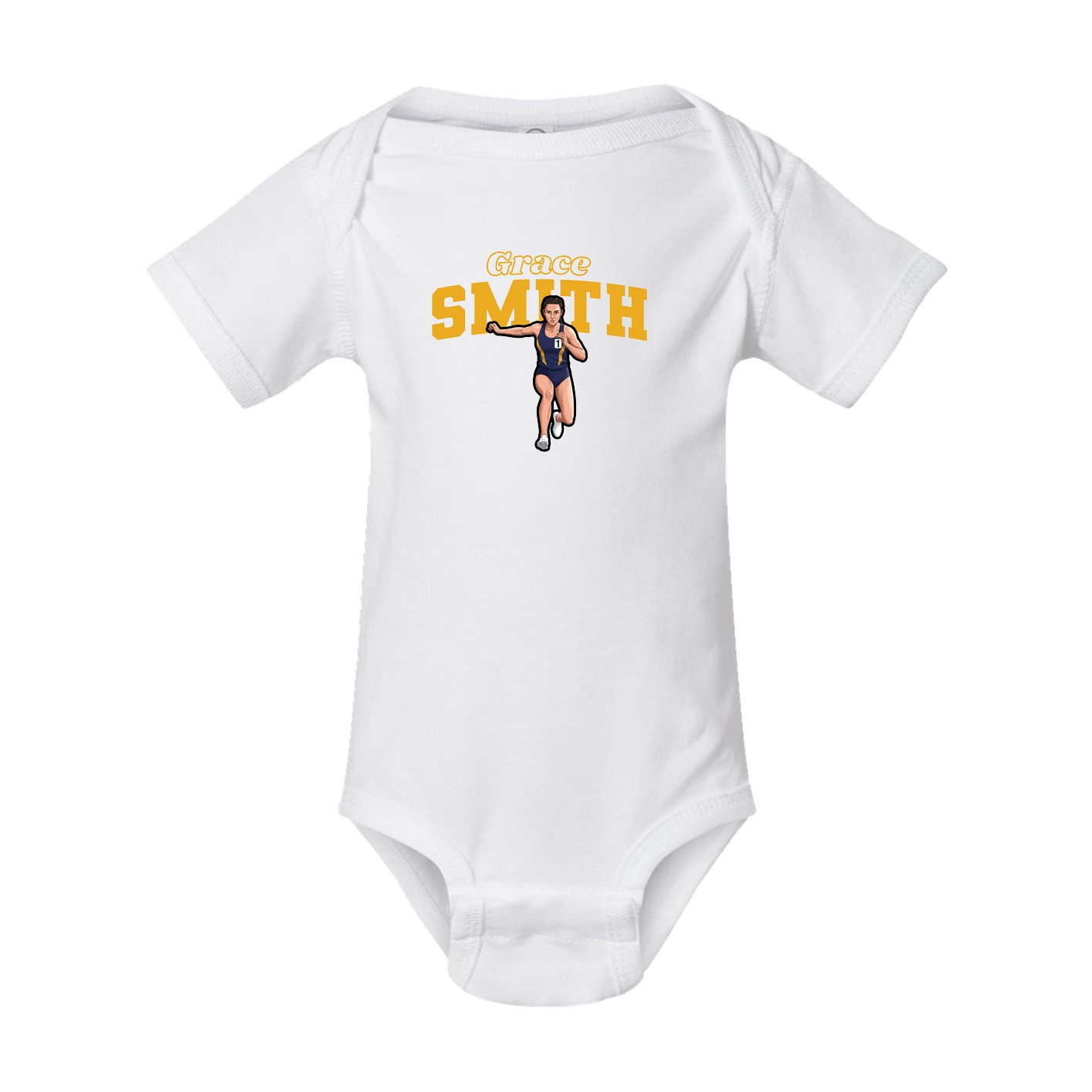 Baby Onesie — Name Arch in White
