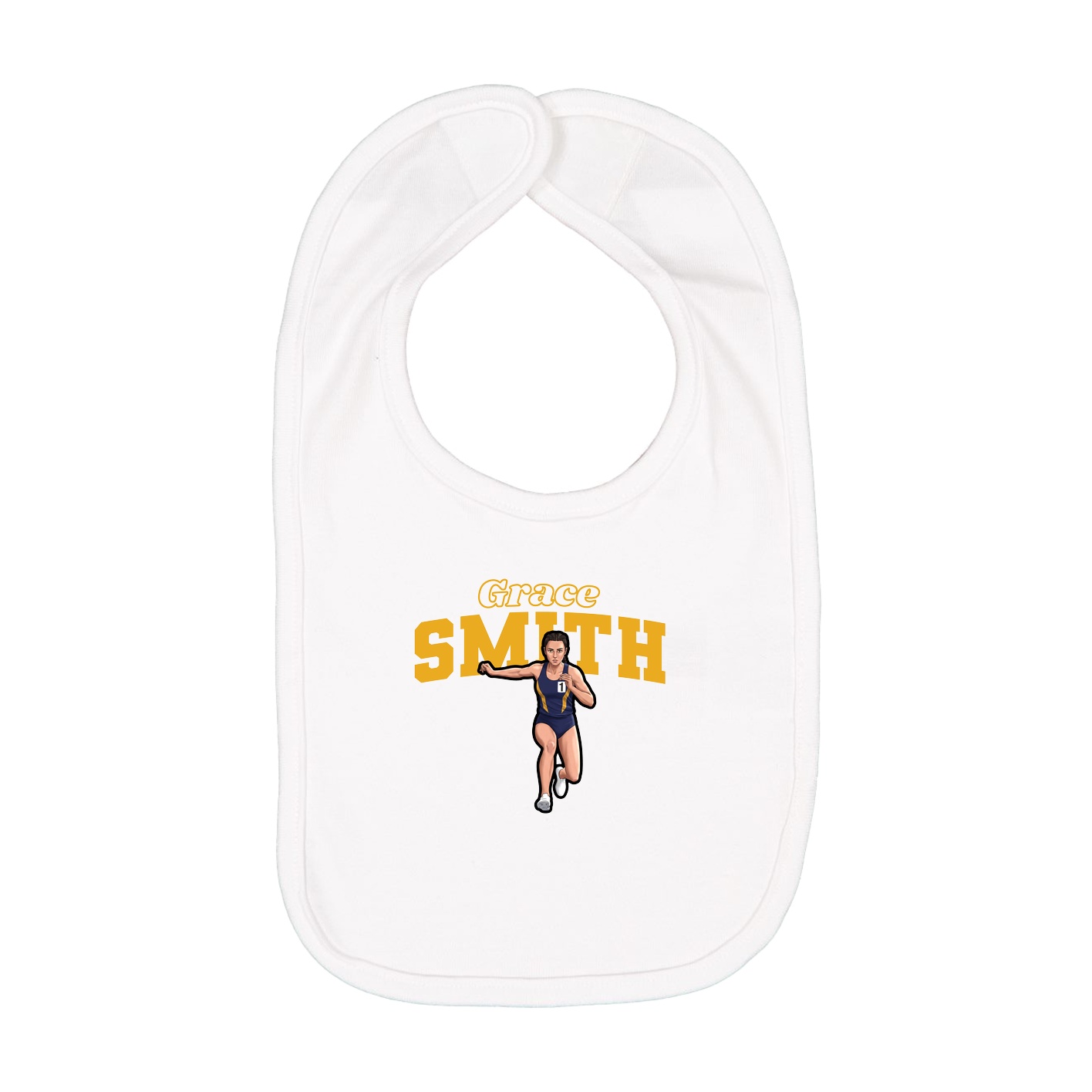 Infant Bib — Name Arch in White