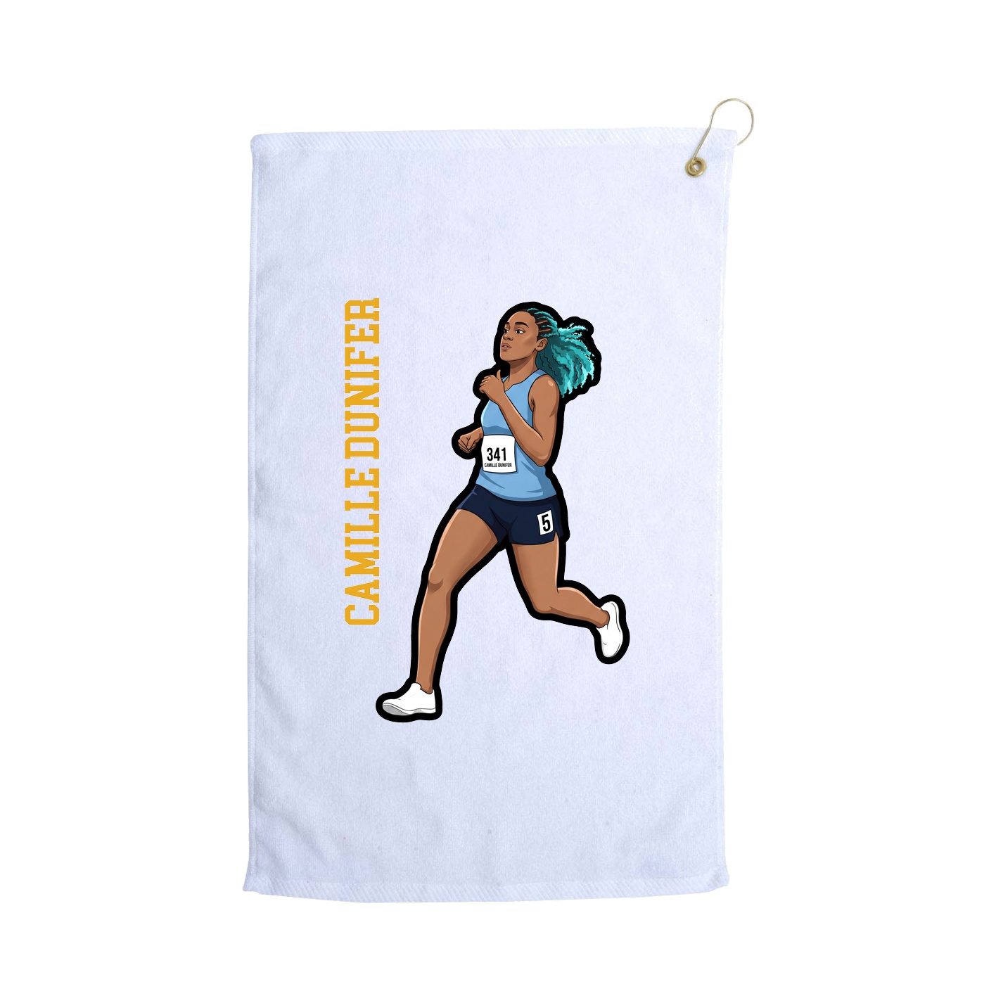 Golf Towel — Name Vertical in White