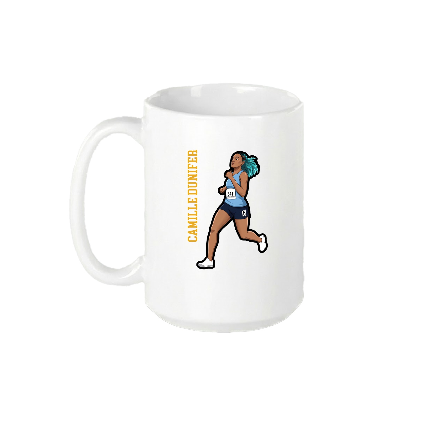 15oz Coffee Mug — Name Vertical in White