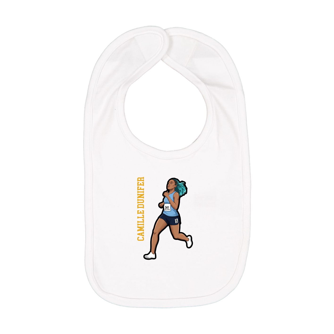 Infant Bib — Name Vertical in White