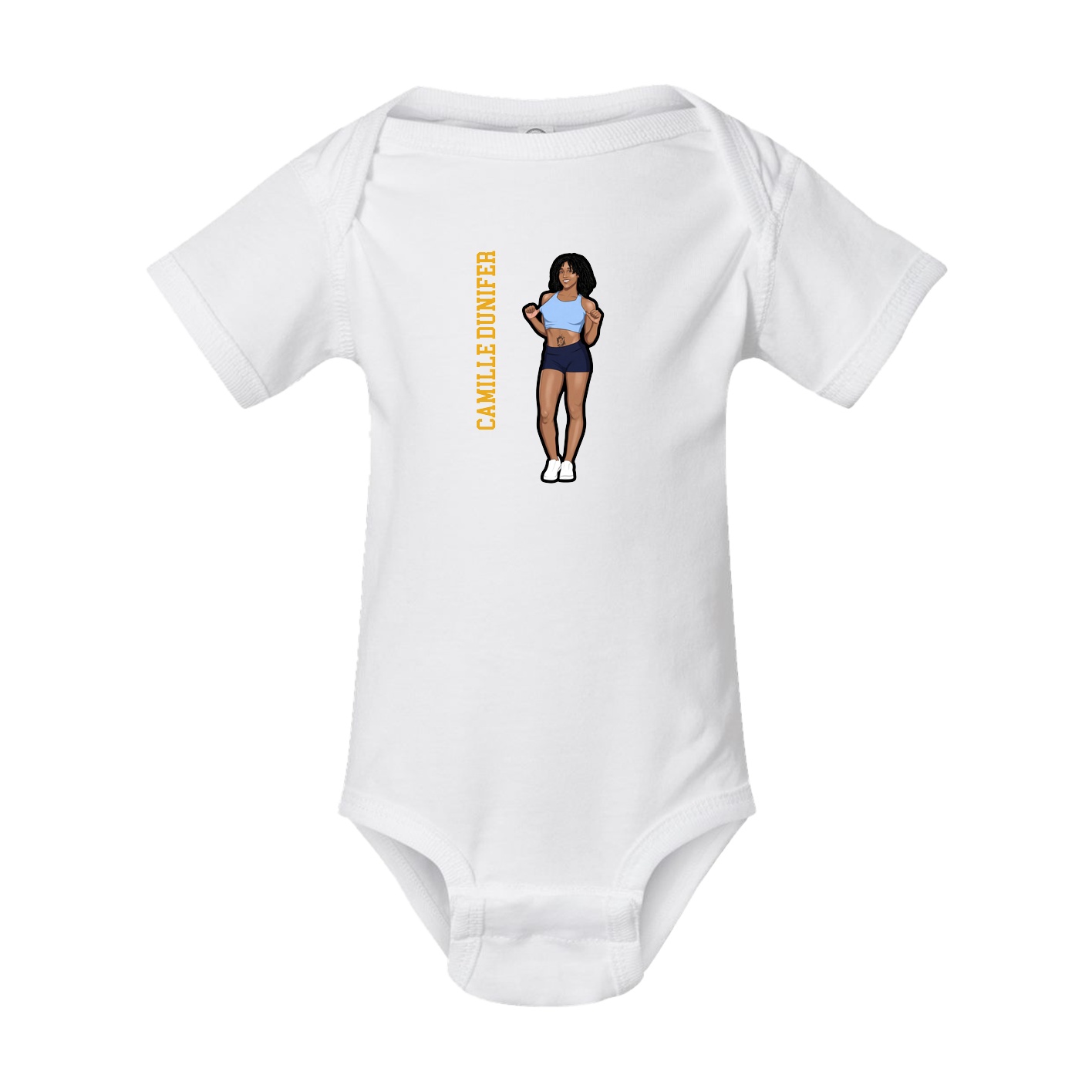 Baby Onesie — Name Vertical in White