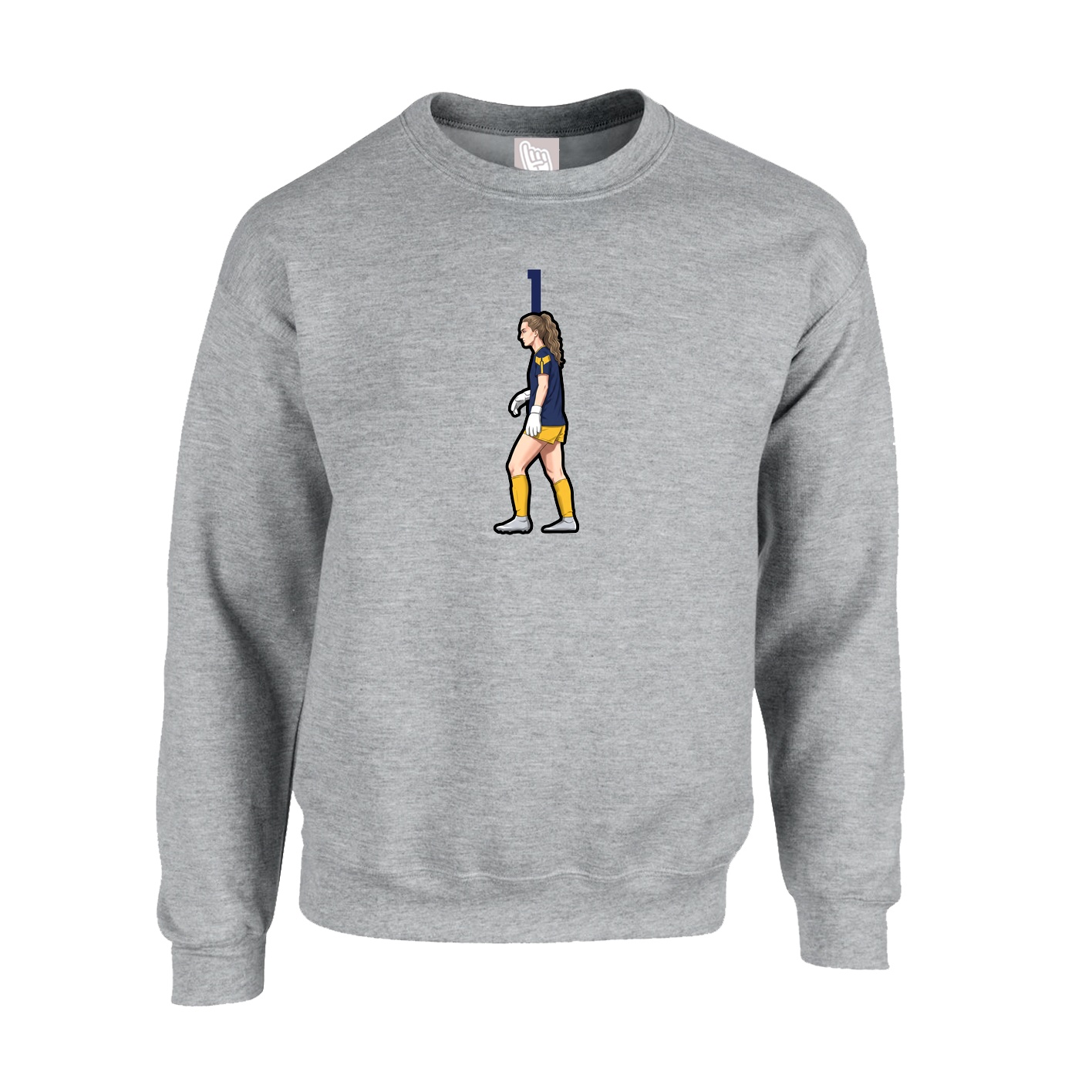 Fleece Crew — Number Top in Grey
