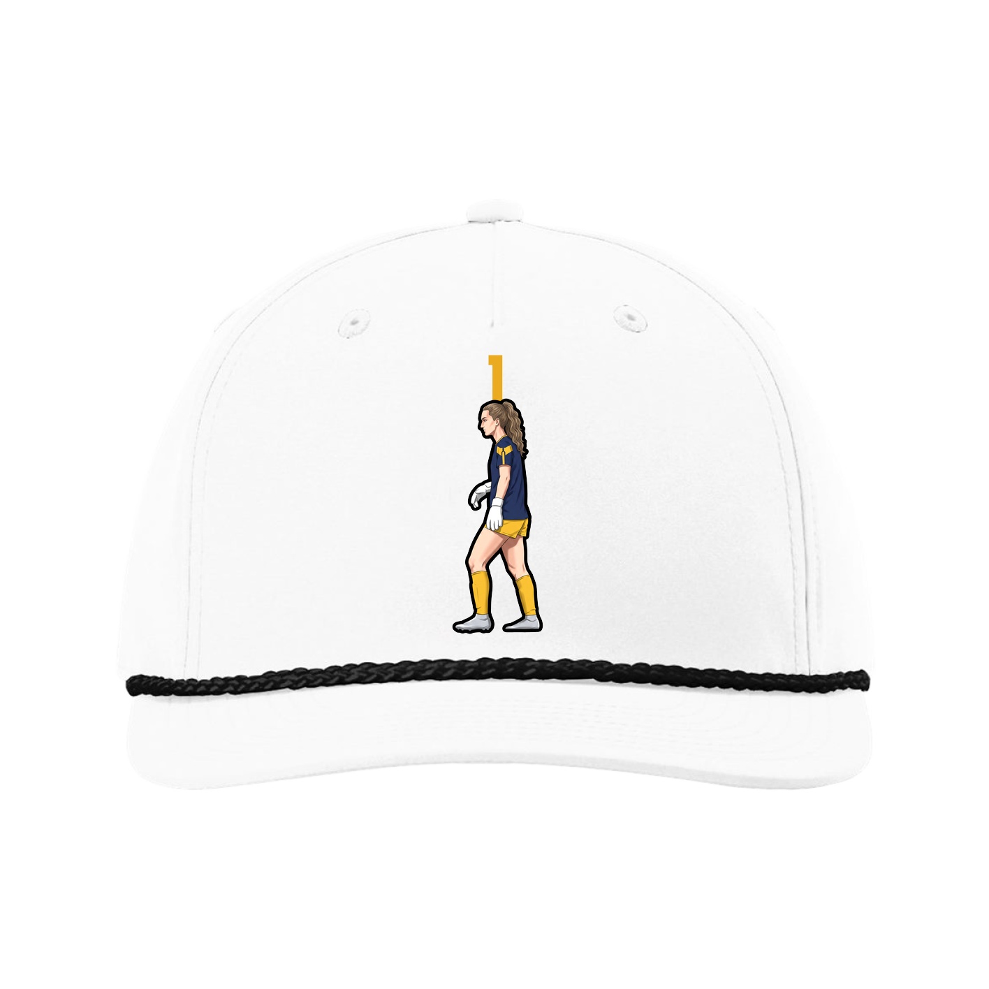 Five-Panel Classic Rope Cap — Number Top in White