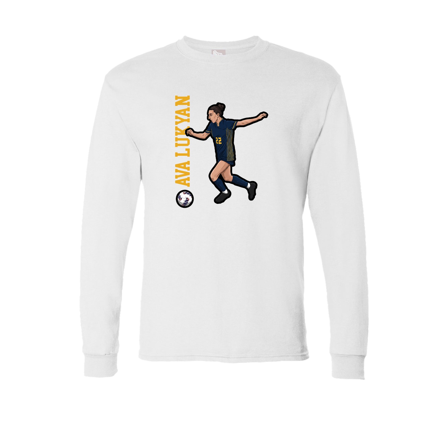 Long Sleeve Tee — Name Vertical in White