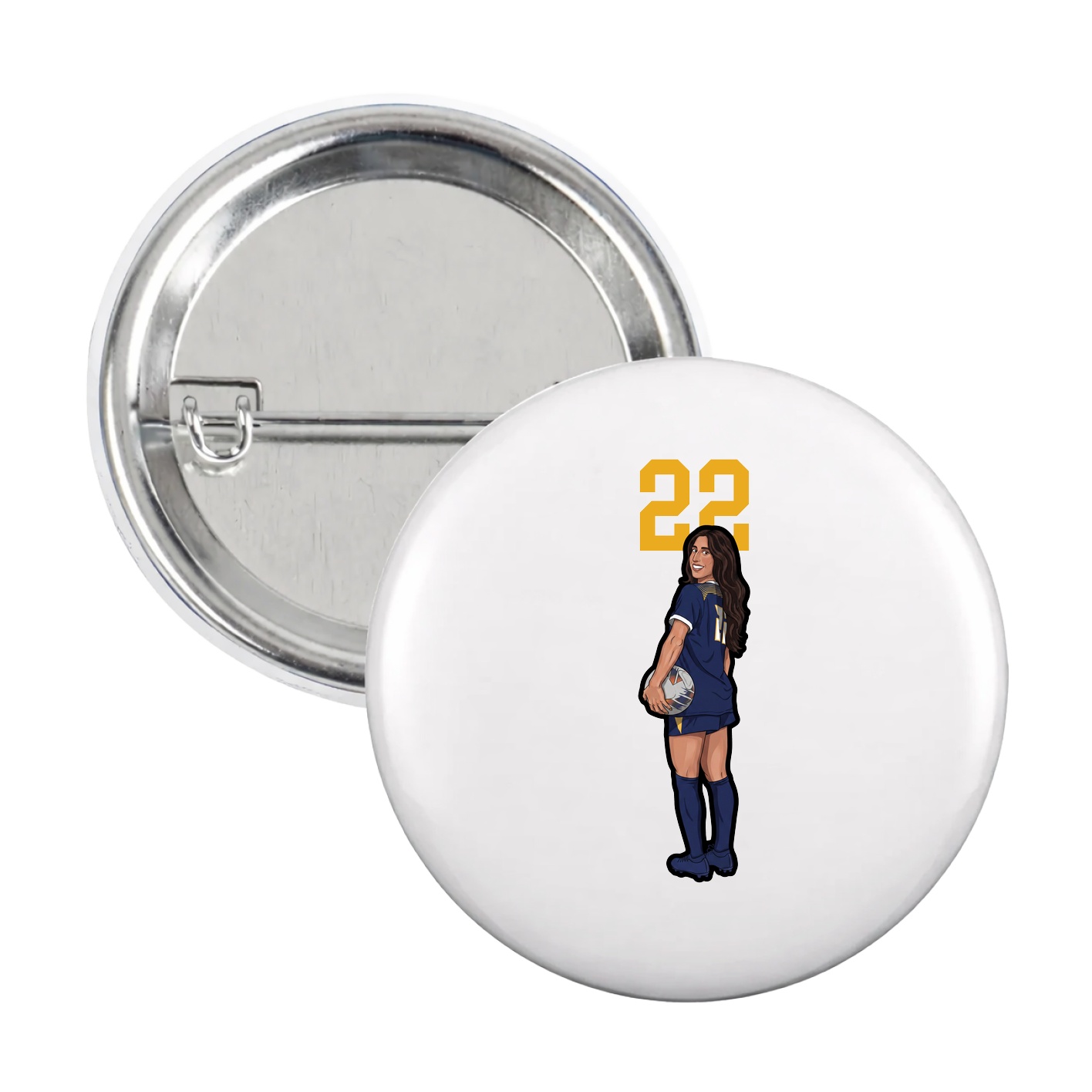 Game Day Button — Number Top in White