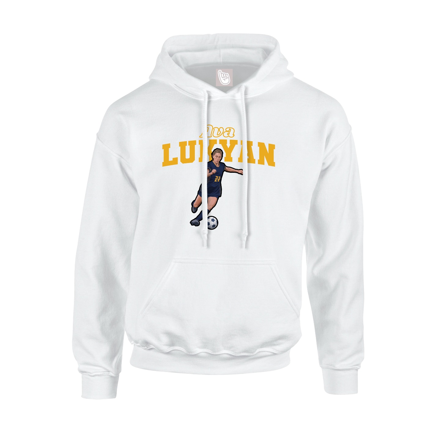Youth Hoodie — Name Arch in White