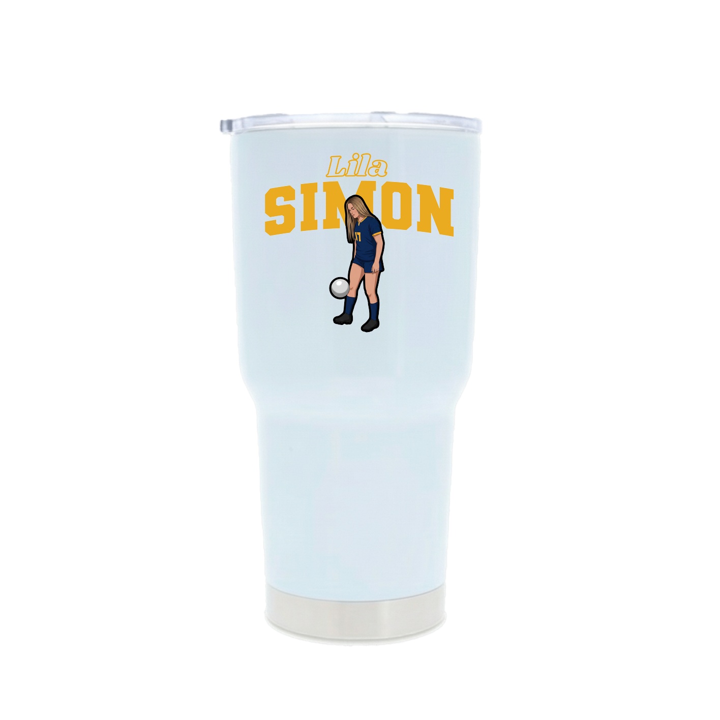 30oz Stainless Steel Tumbler — Name Arch in White