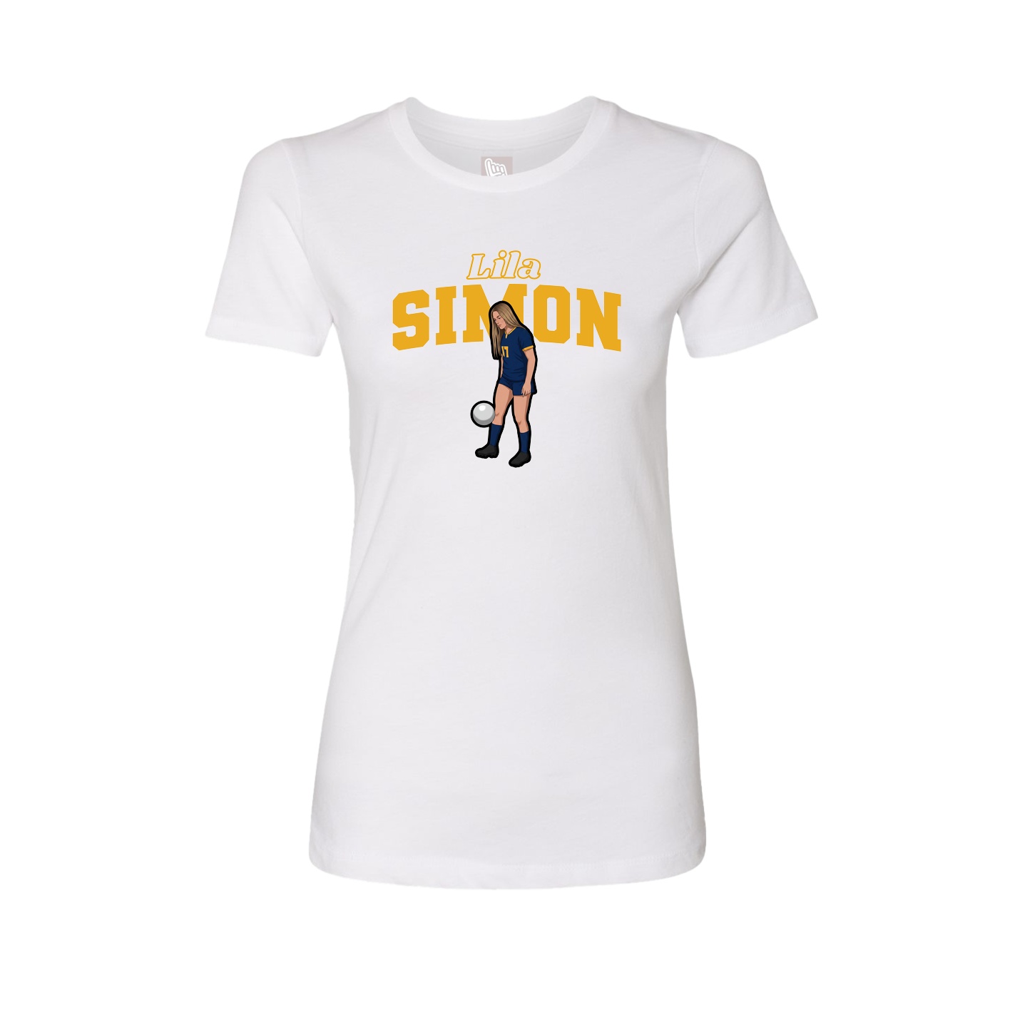 Fitted Women's Tee — Name Arch in White