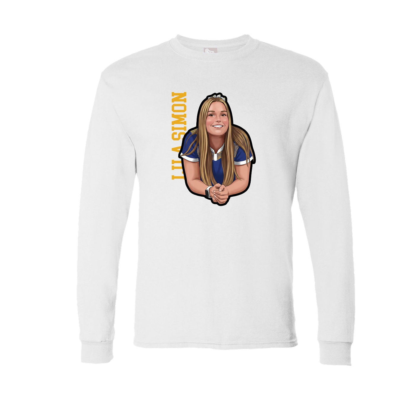 Long Sleeve Tee — Name Vertical in White