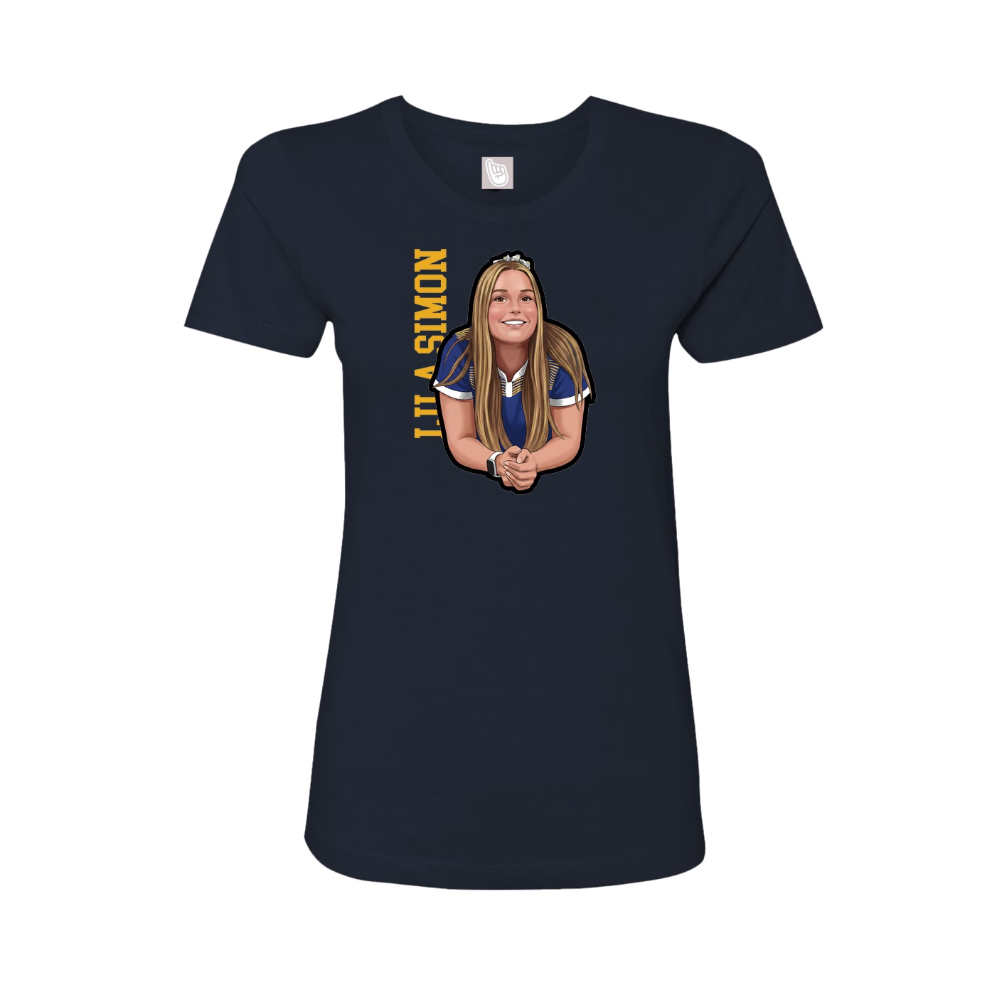 Fitted Women's Tee — Name Vertical in Navy