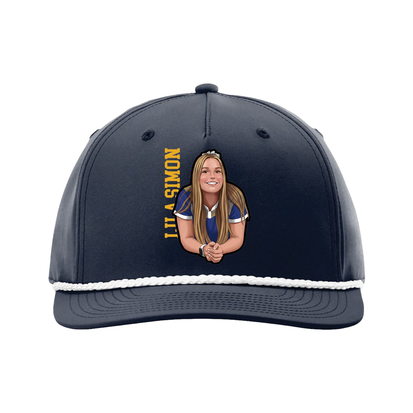 Five-Panel Classic Rope Cap — Name Vertical in Navy