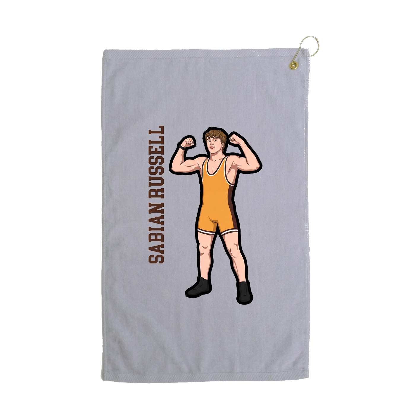 Golf Towel — Name Vertical in Grey