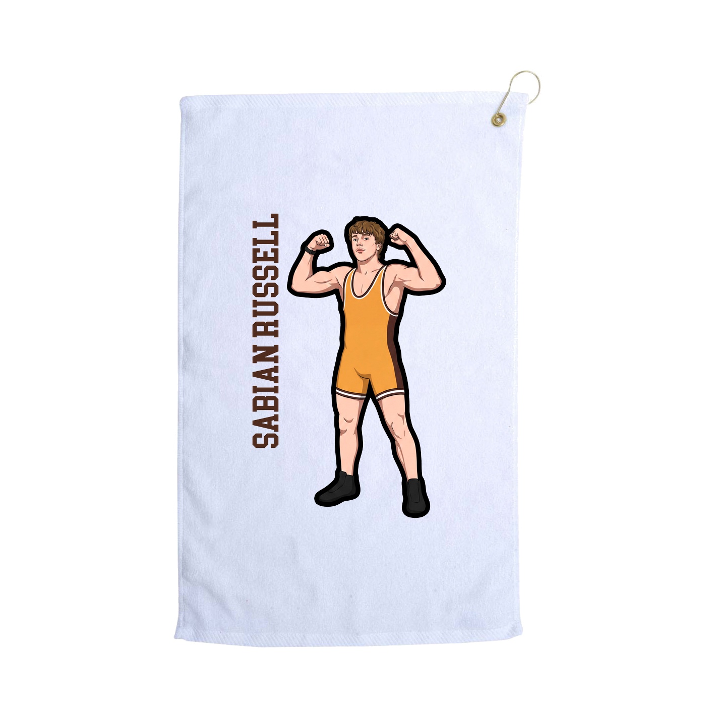Golf Towel — Name Vertical in White
