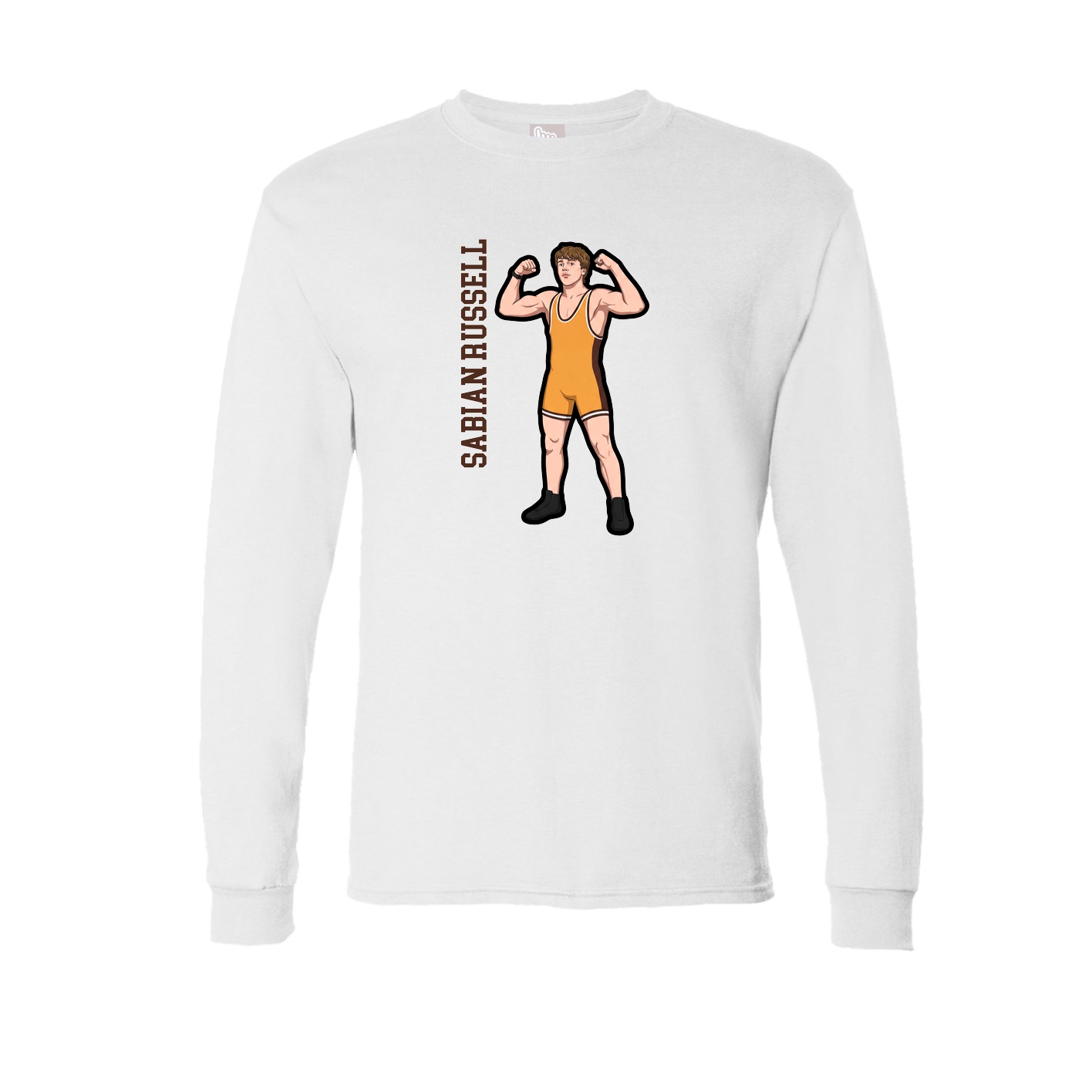 Long Sleeve Tee — Name Vertical in White