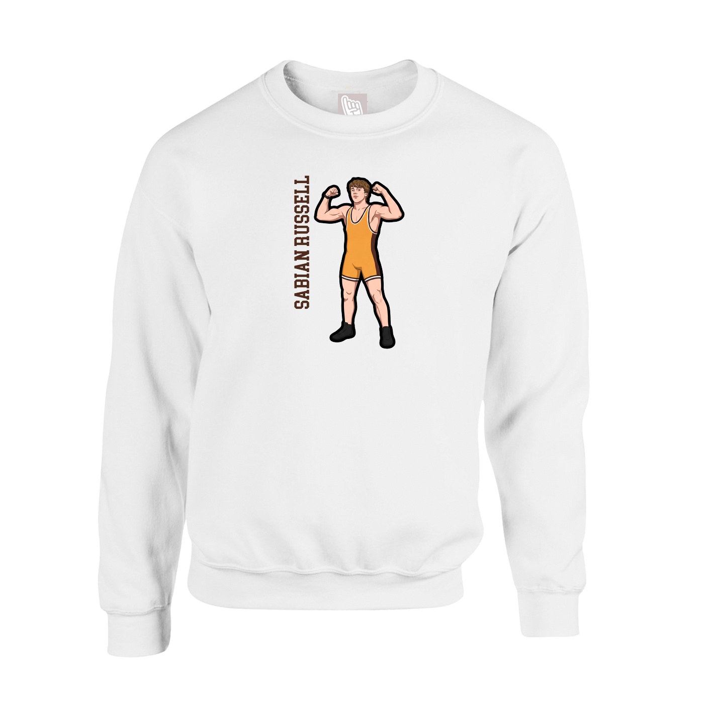 Fleece Crew — Name Vertical in White