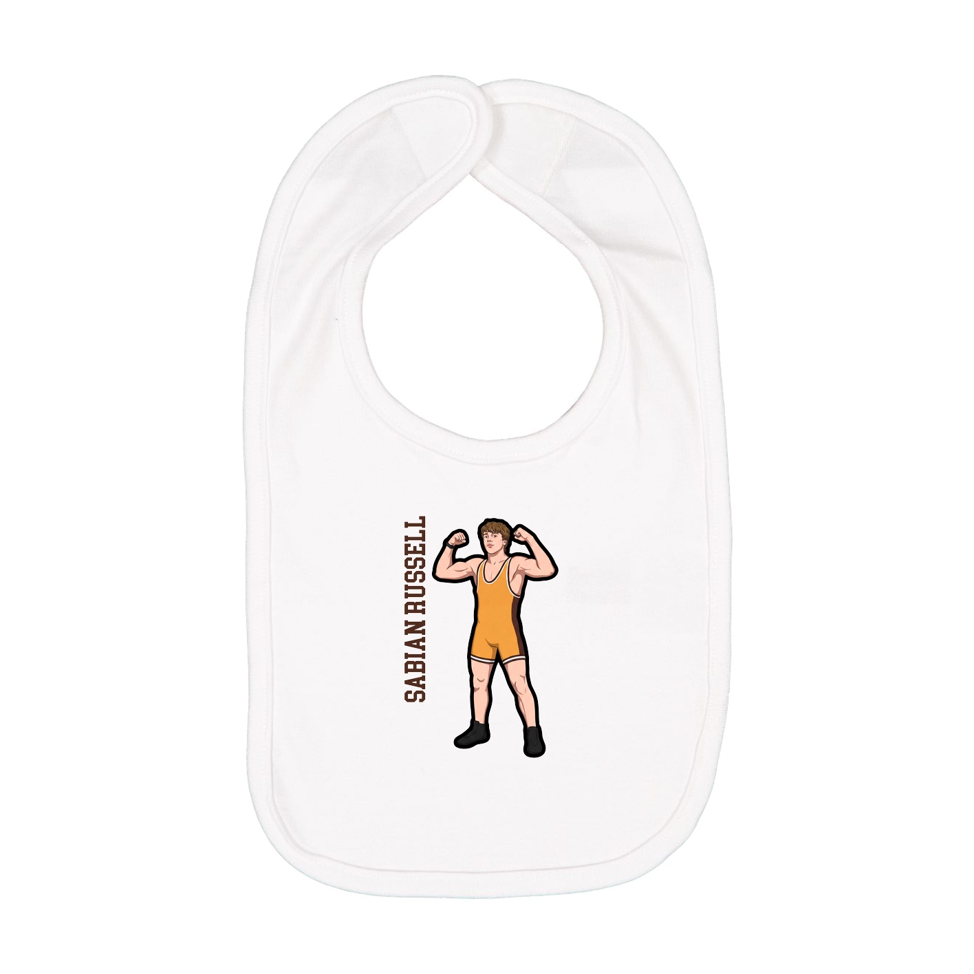 Infant Bib — Name Vertical in White